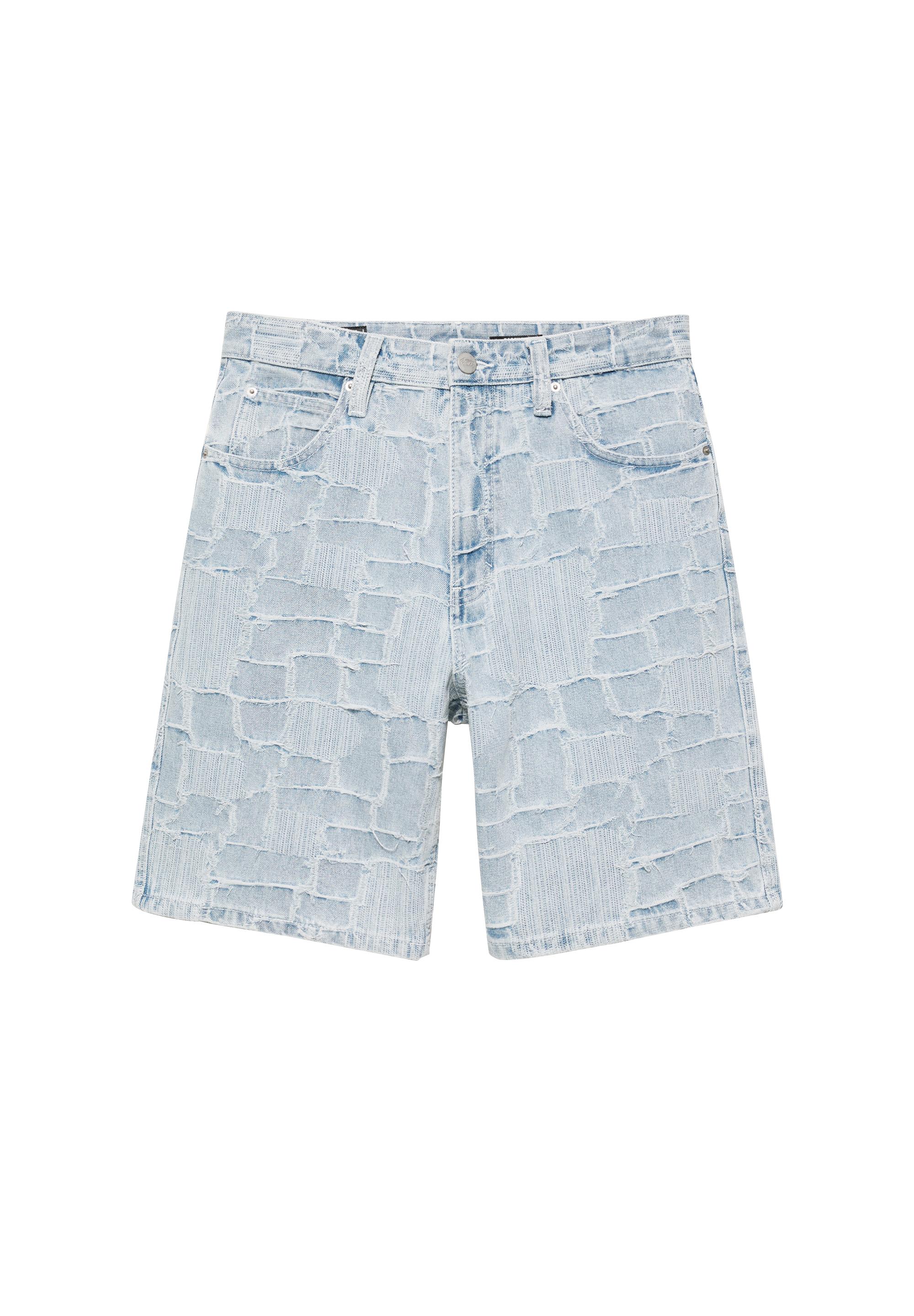 Jacquard denim Bermuda shorts — Pale indigo