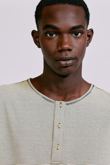Striped henley neck T-shirt — Striped 4