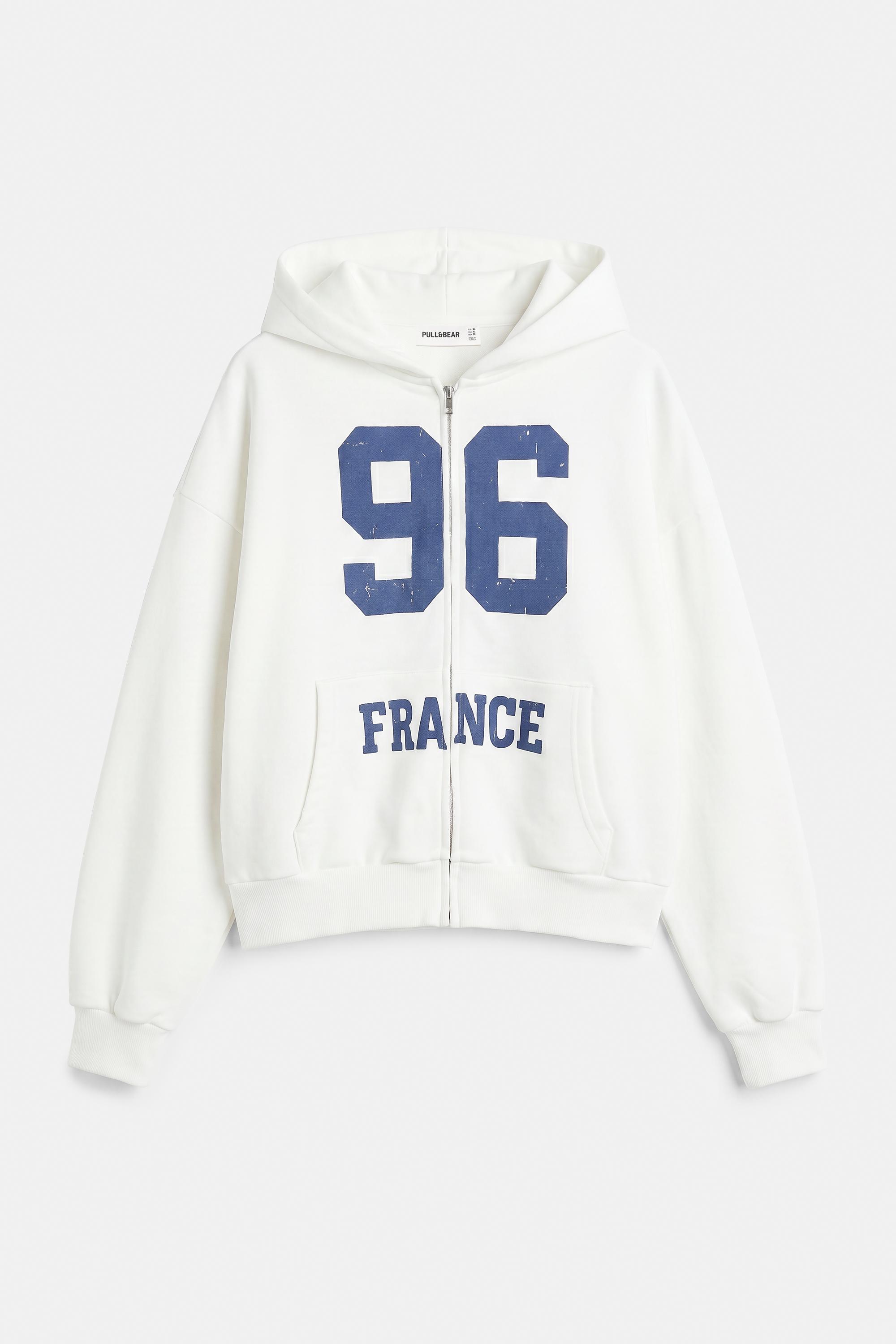 France fermuarlı kapüşonlu sweatshirt