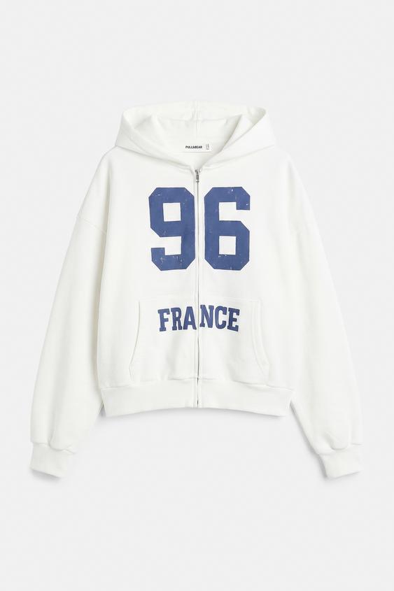 France fermuarlı kapüşonlu sweatshirt