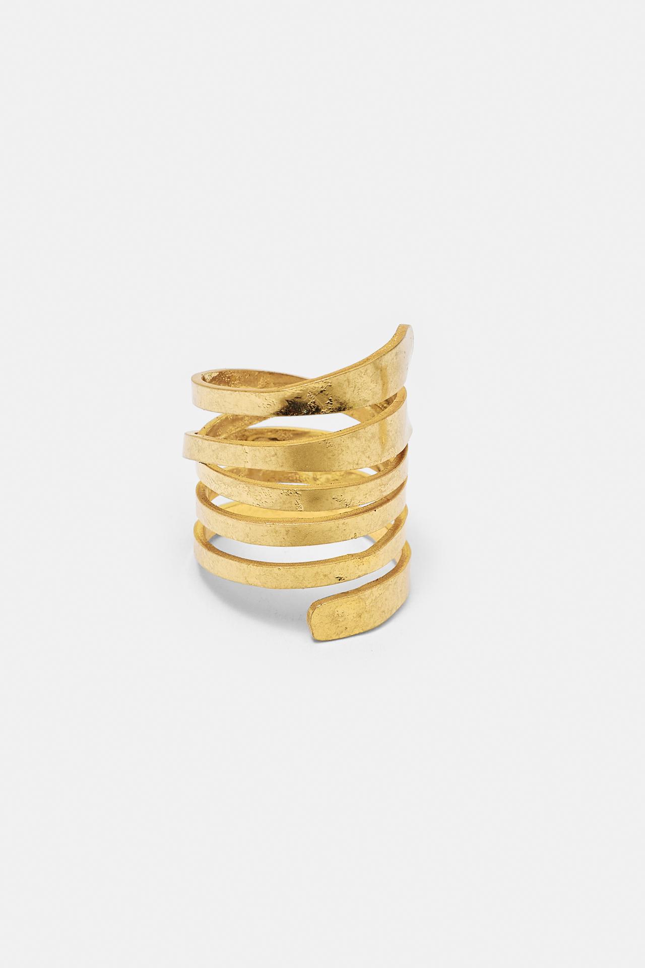 Pack of wide spiral rings — Gold