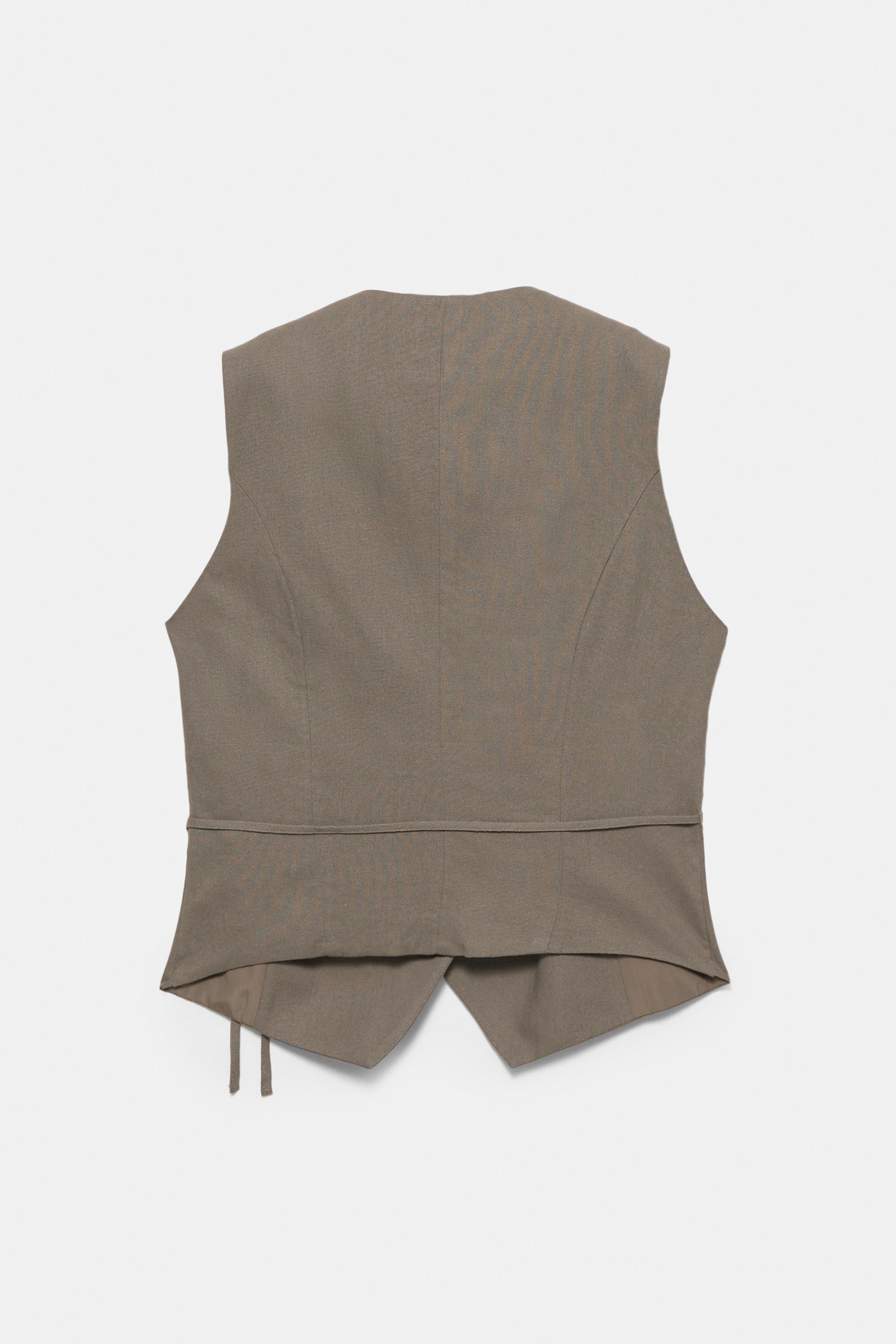 Rustik keten yelek - Görsel 4