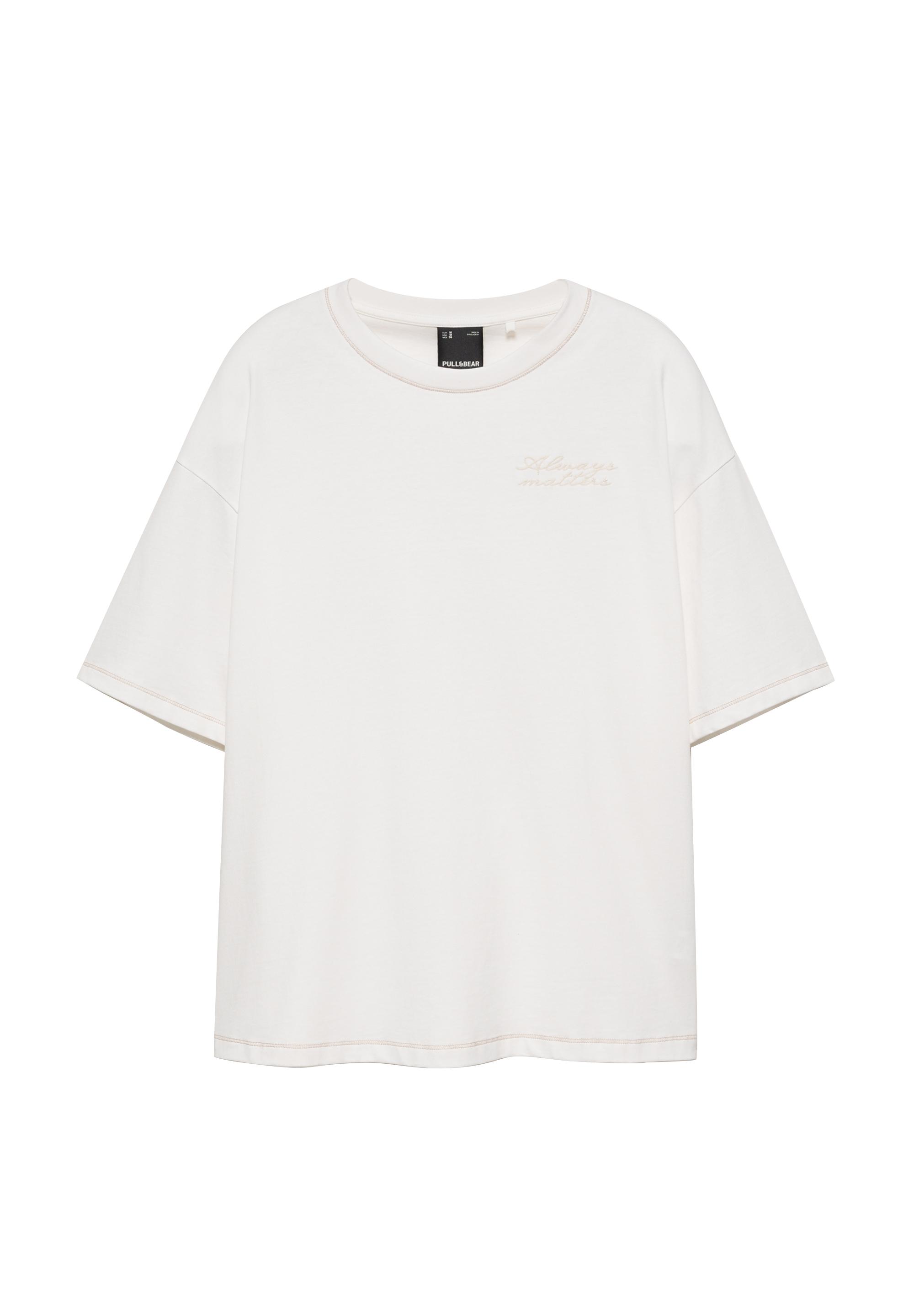 Embroidered graphic T-shirt — Ecru