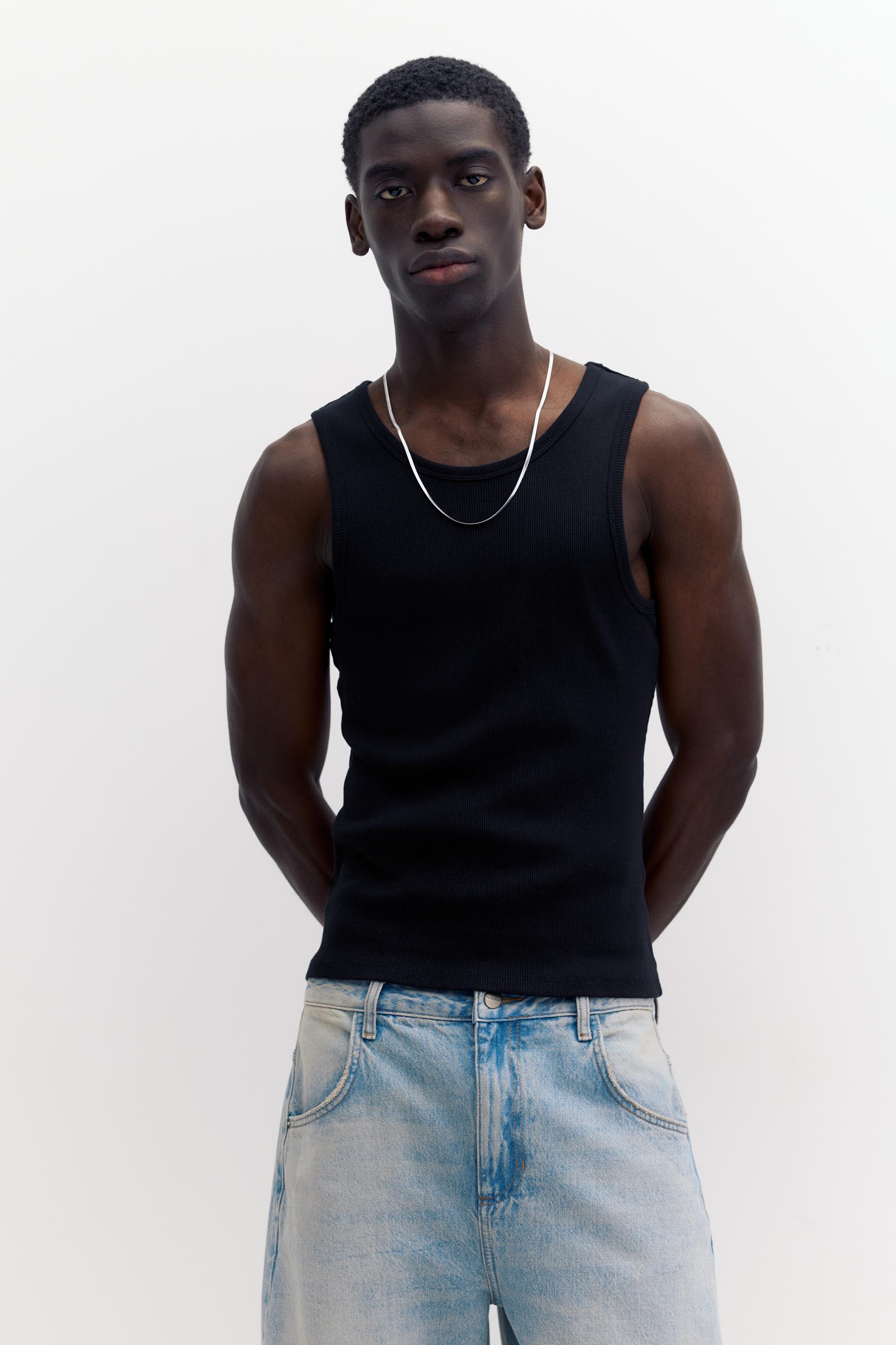 Ribbed tank top — Black