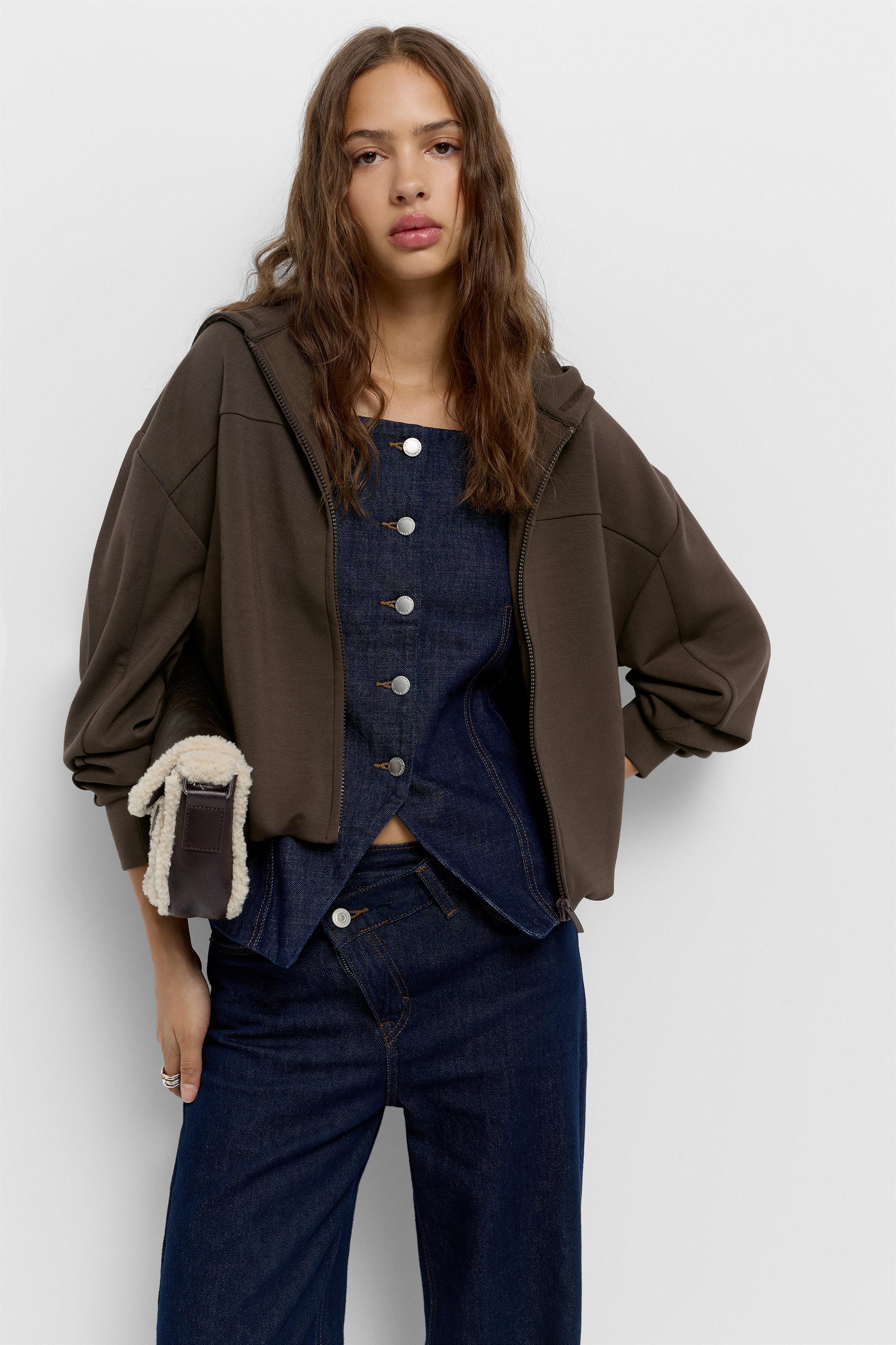 Soft touch hooded sweatshirt — Brown