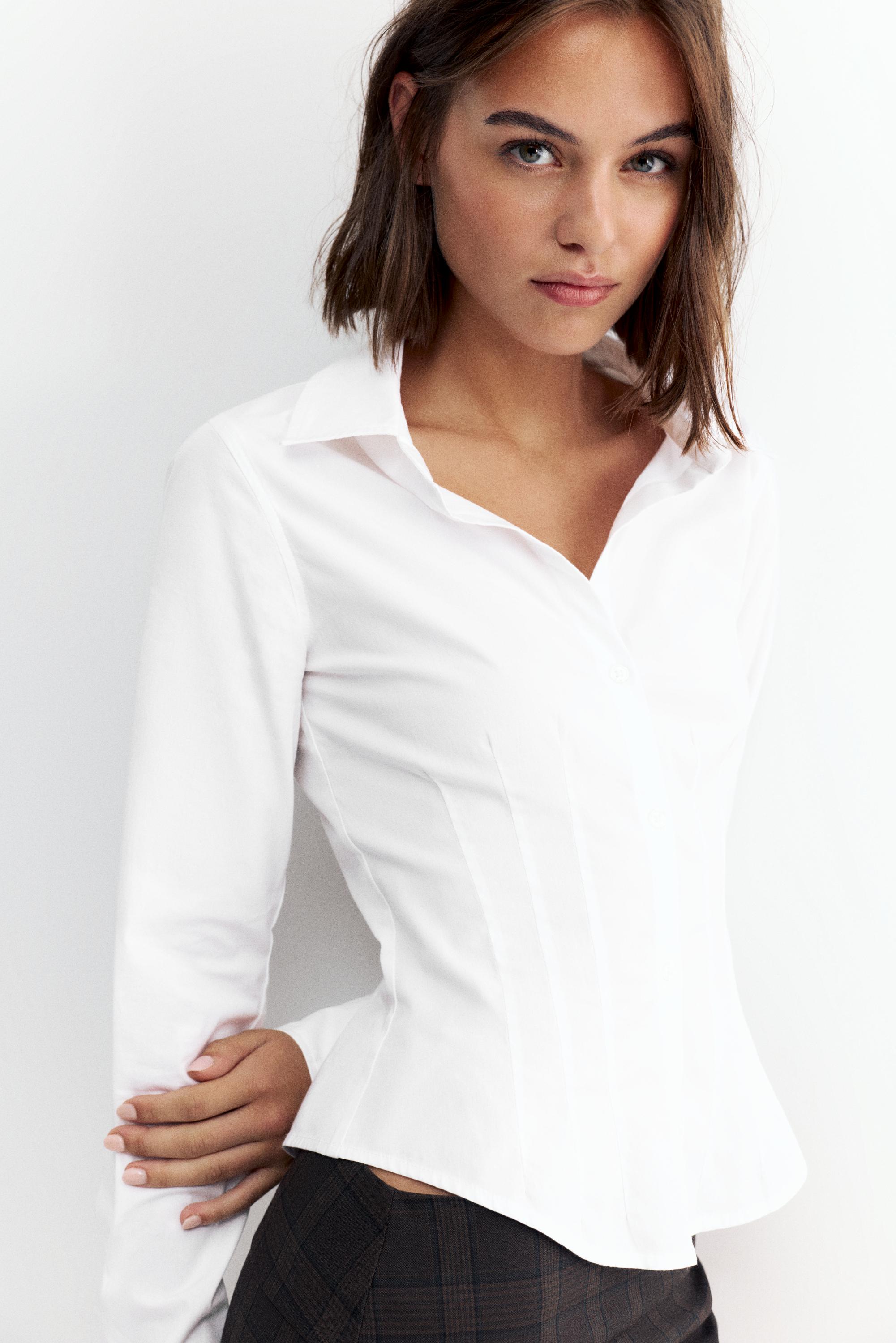 Fitted wide-cuff shirt — White