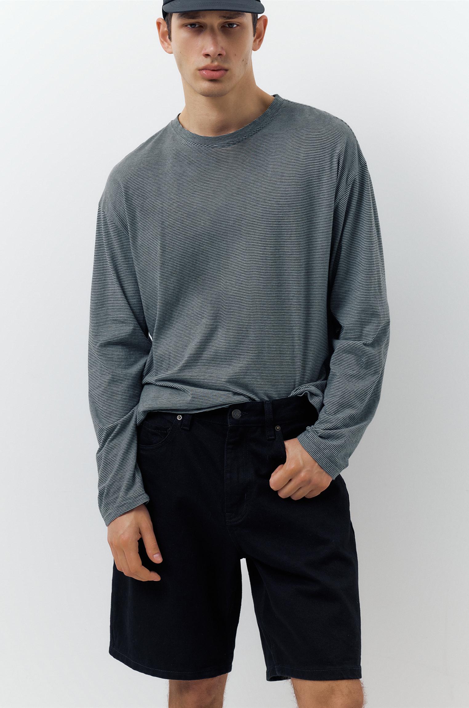 Standart kesim distressed denim bermuda - Görsel 33