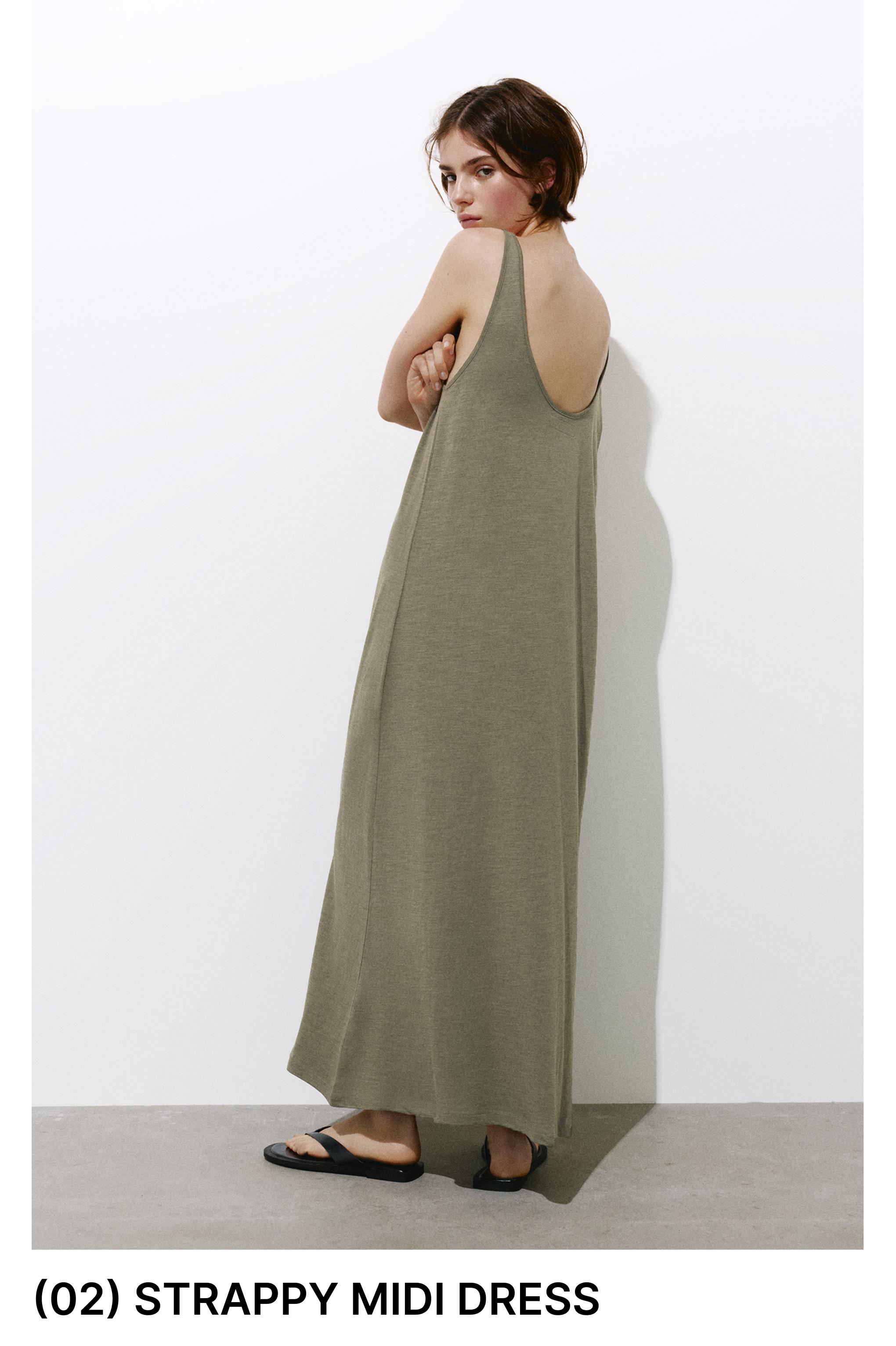 Strappy midi dress — Khaki
