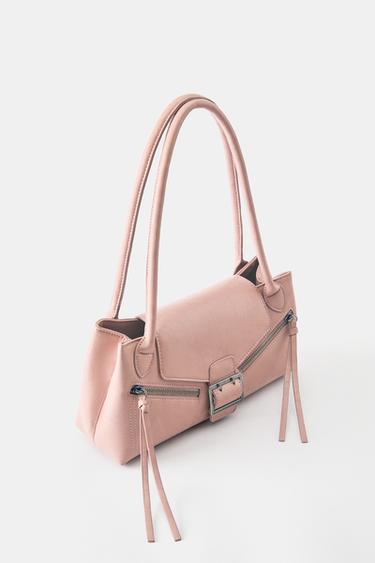 Buckle and zip shoulder bag — Pink 4