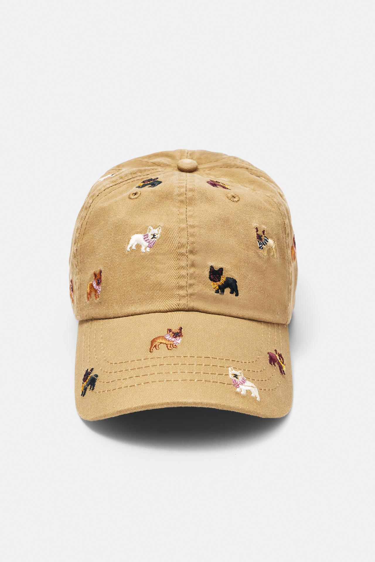 Cap with puppy embroidery — Ocher