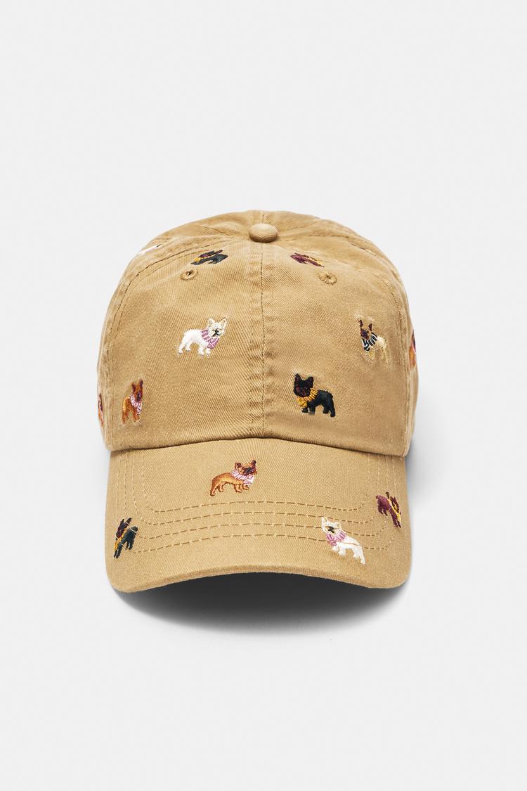 Cap with puppy embroidery — Ocher