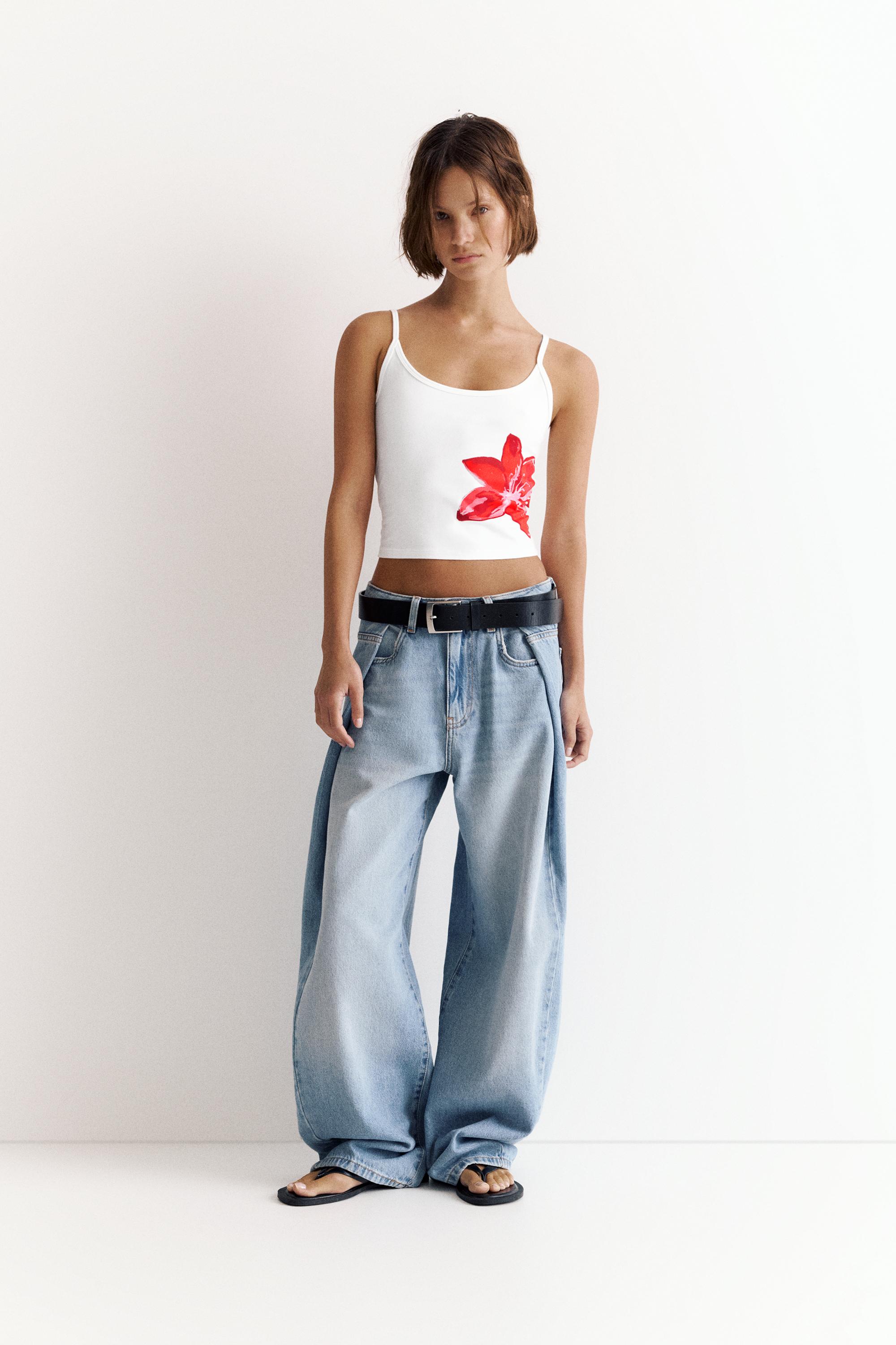 Hibiscus flower strappy top — Red