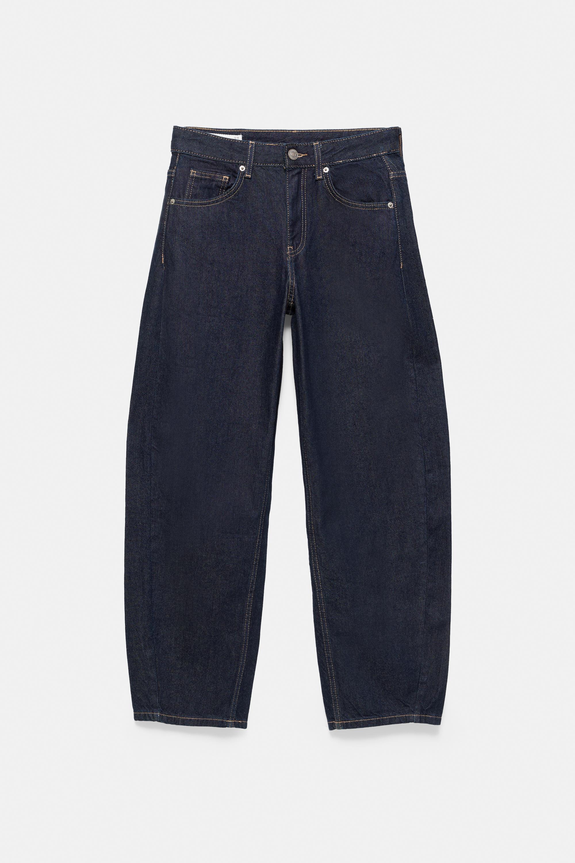 Low-rise barrel jeans — Navy