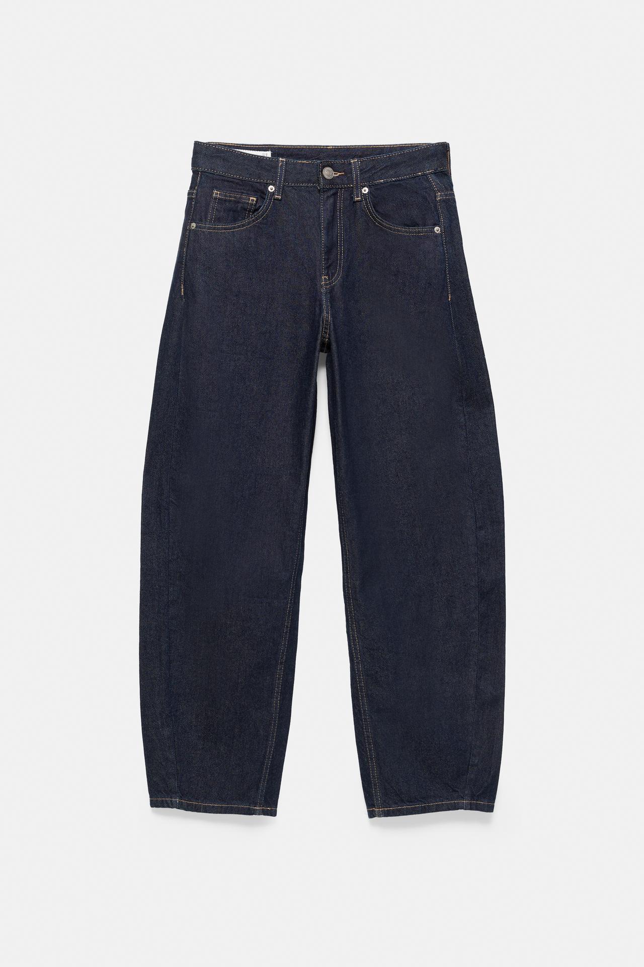 Low-rise barrel jeans — Navy