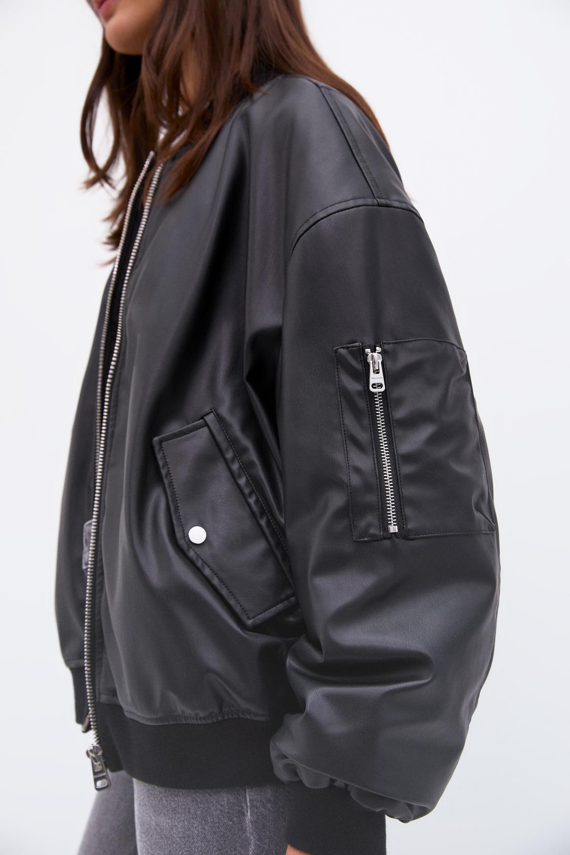 Faux Leather Jacket Pull Pull And Bear Bomber Donna Bomber Giacca