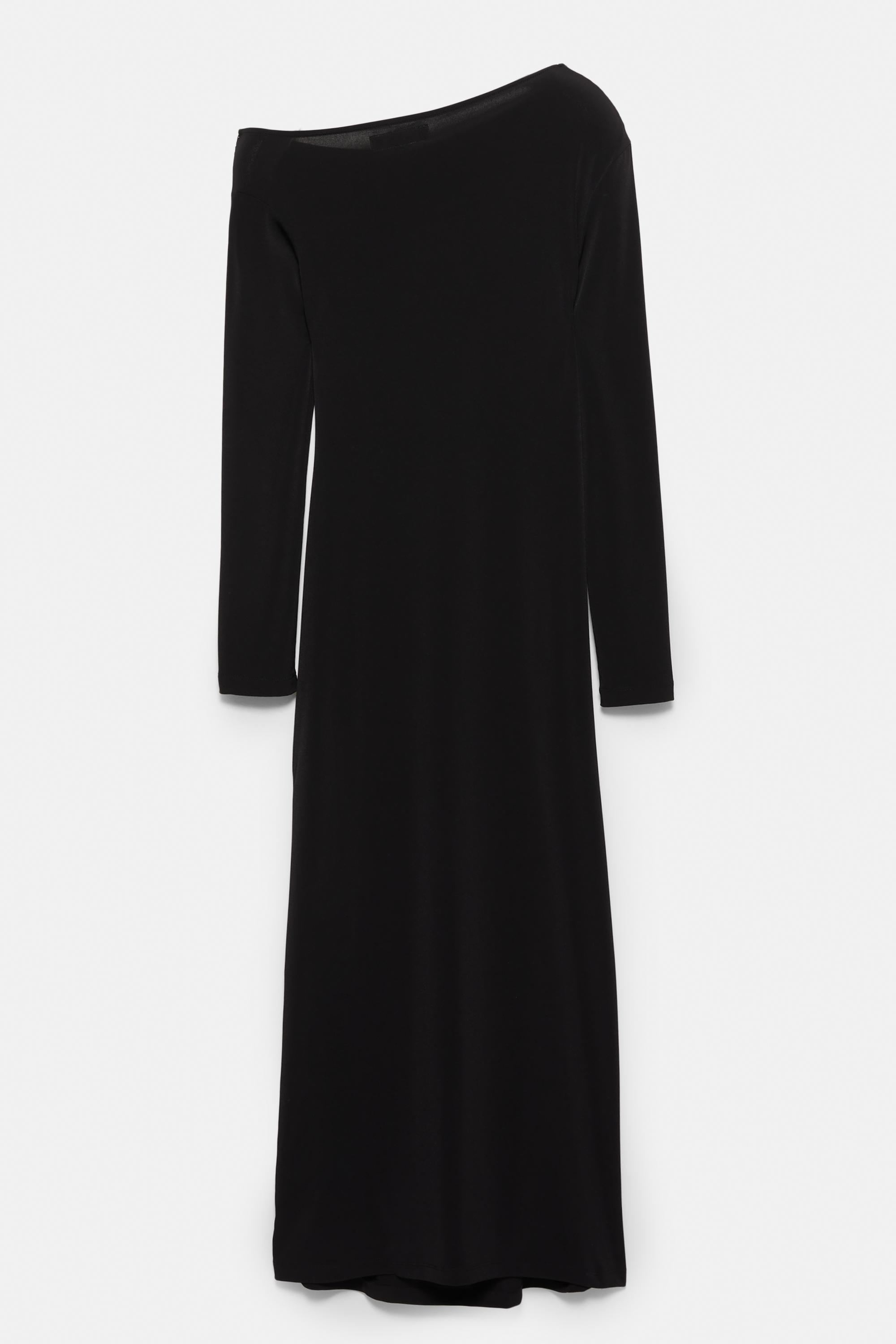 Bardot neckline midi dress — Black