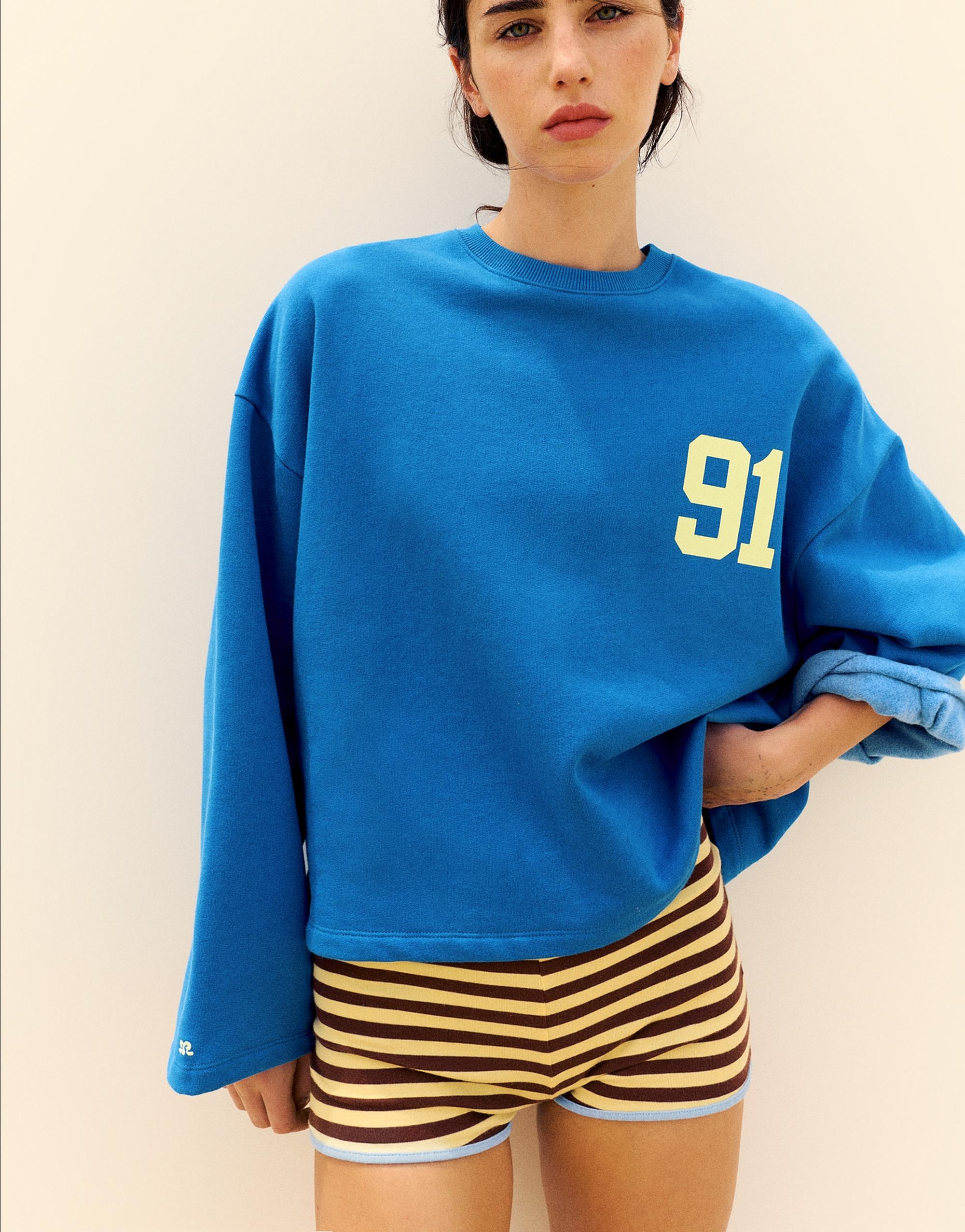 91 graphic relaxed fit sweatshirt — Blue