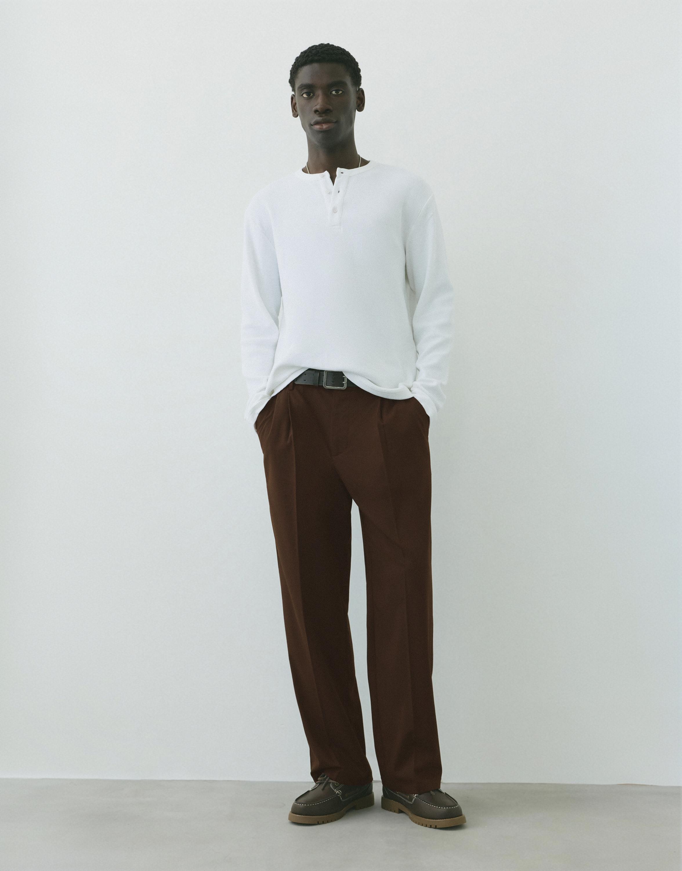 Wide-leg tailored trousers — Chocolate