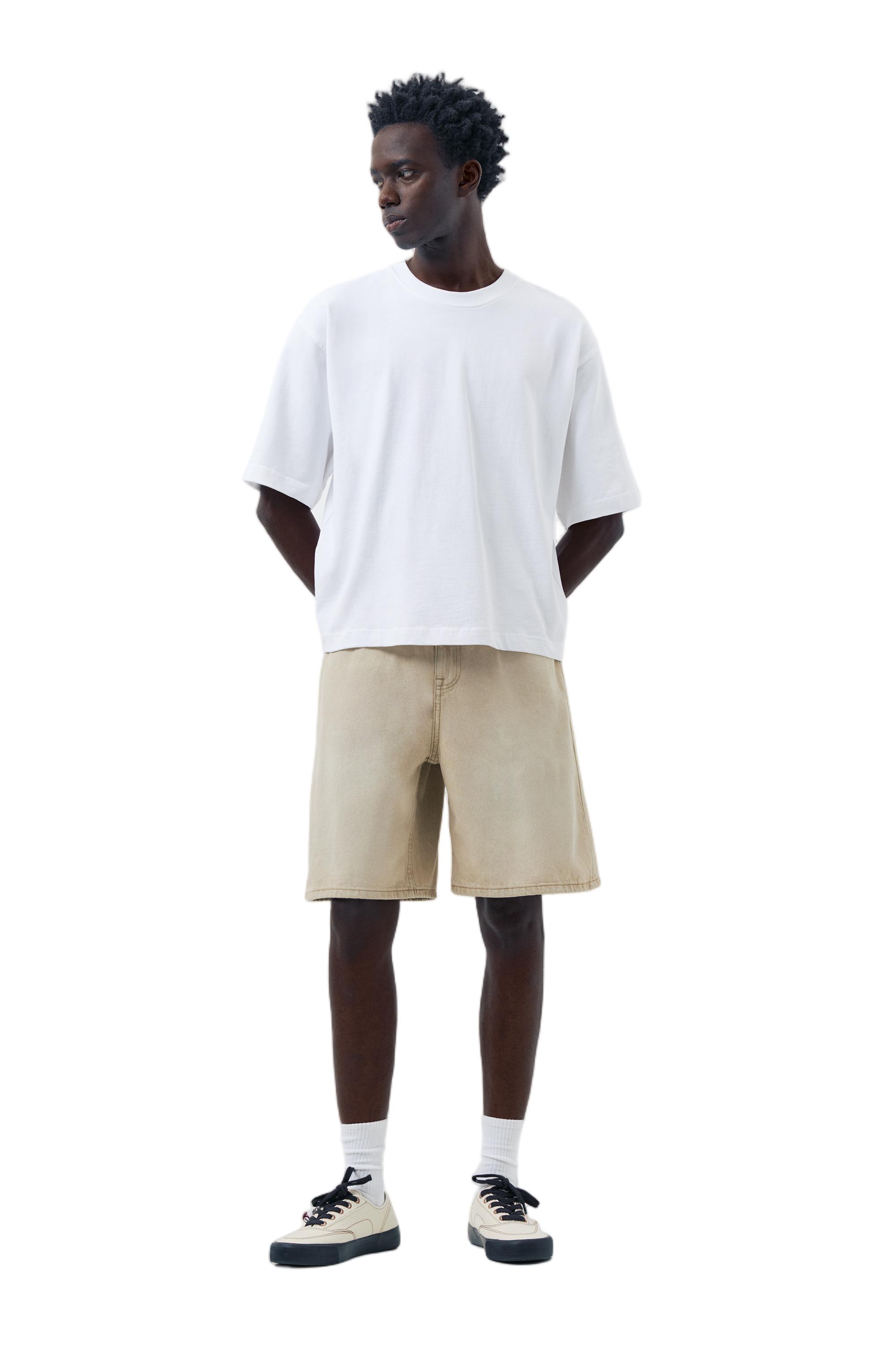 Baggy relaxed fit denim Bermuda shorts — Sand