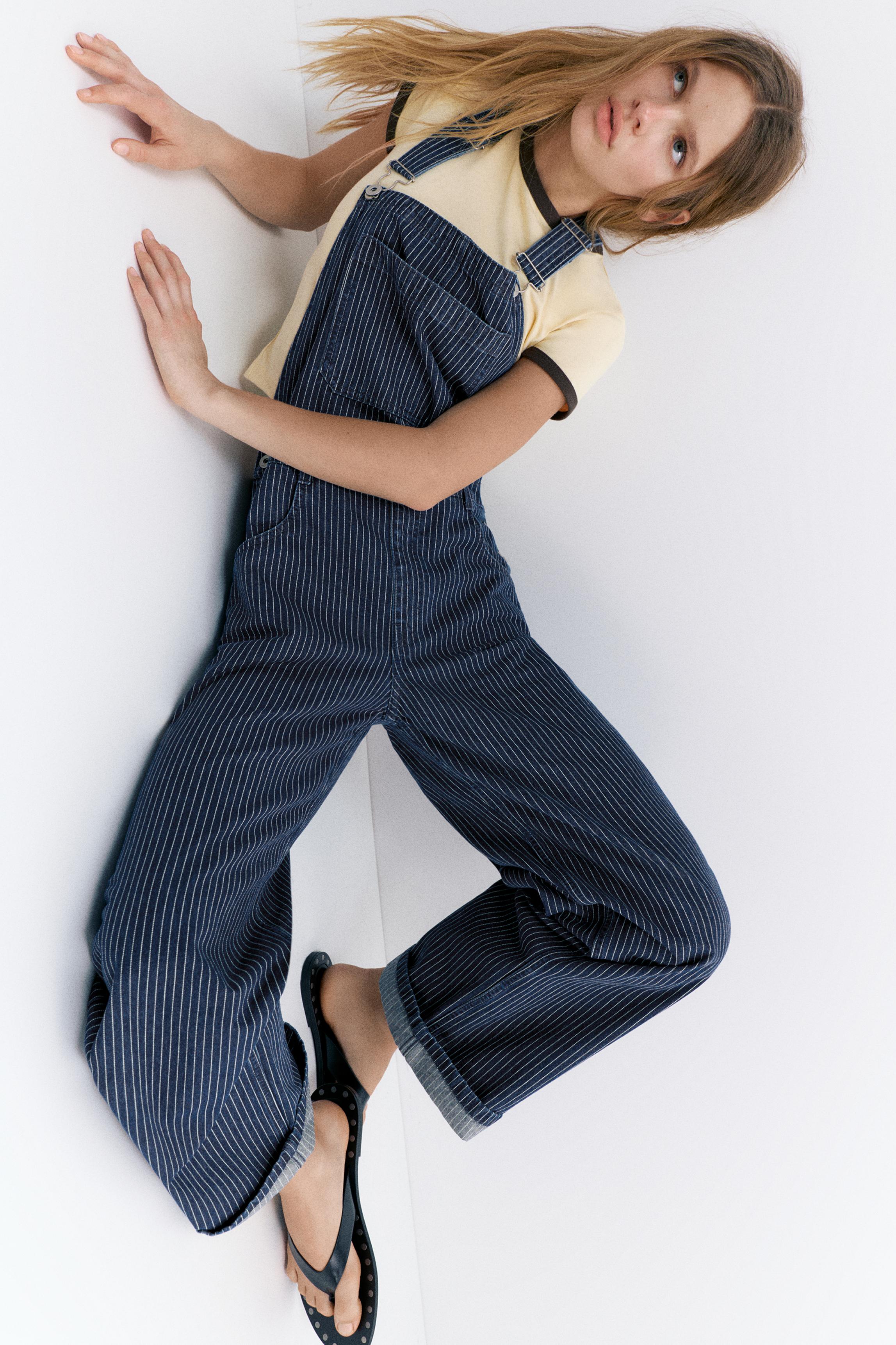 Çizgili uzun denim tulum - Görsel 29