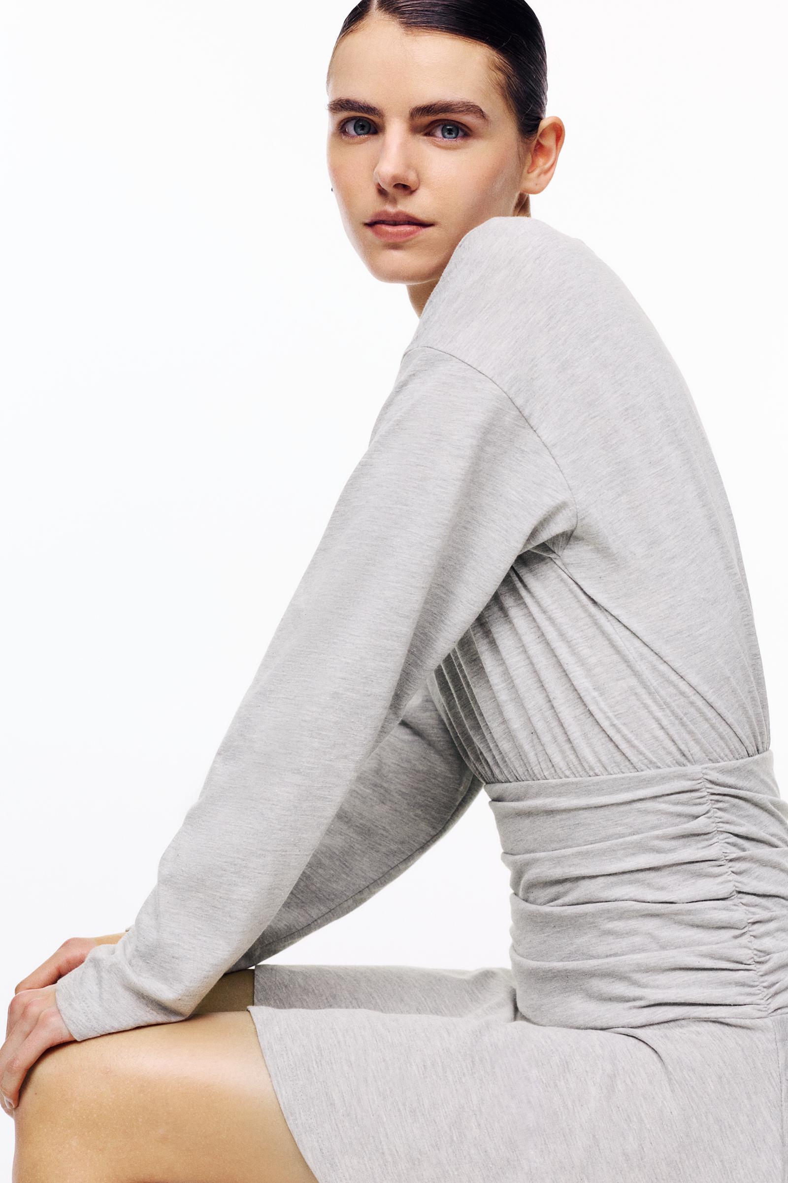 Short gathered dress — Grey marl