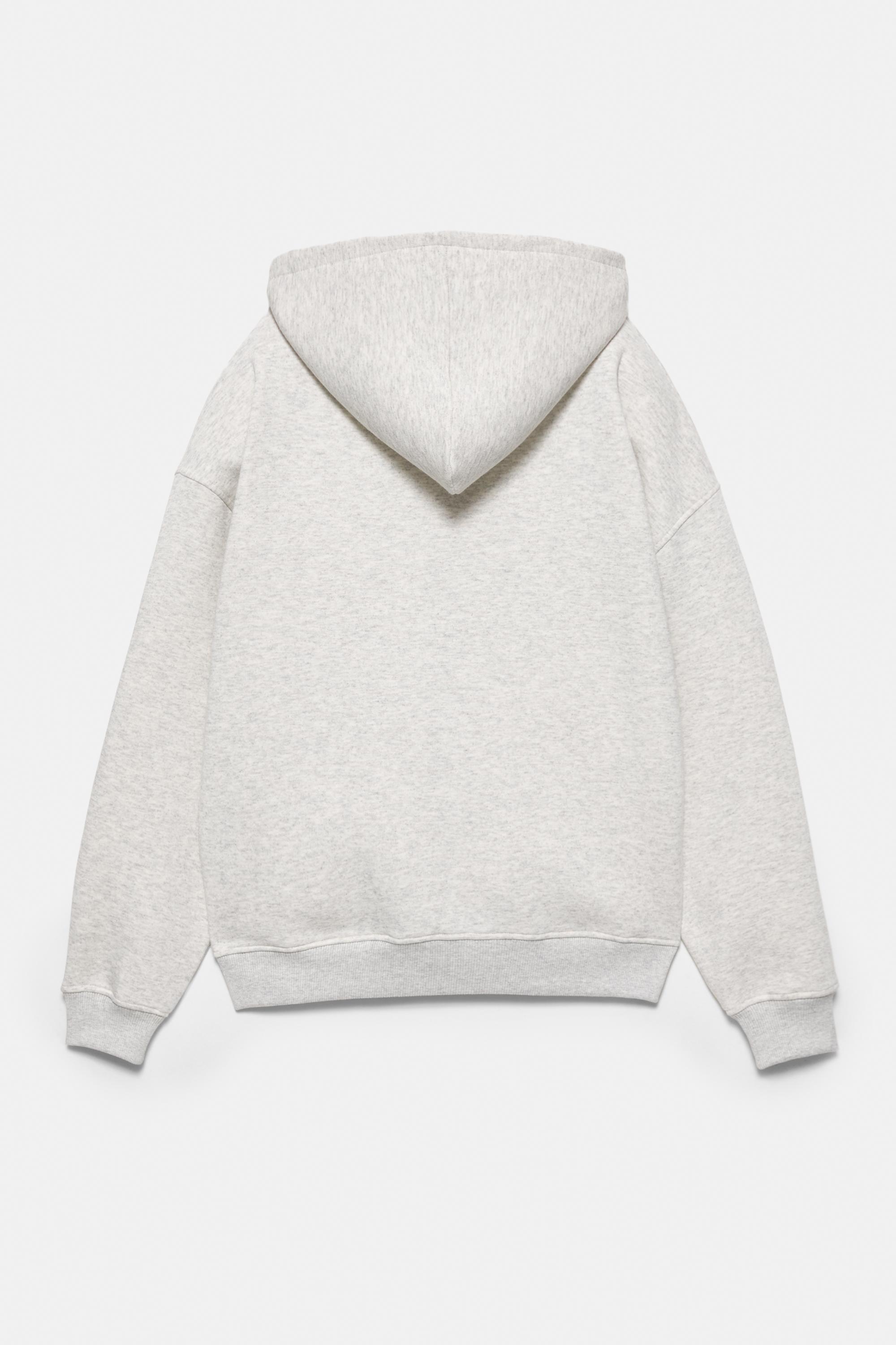 Graphic zip-up hoodie — Grey marl