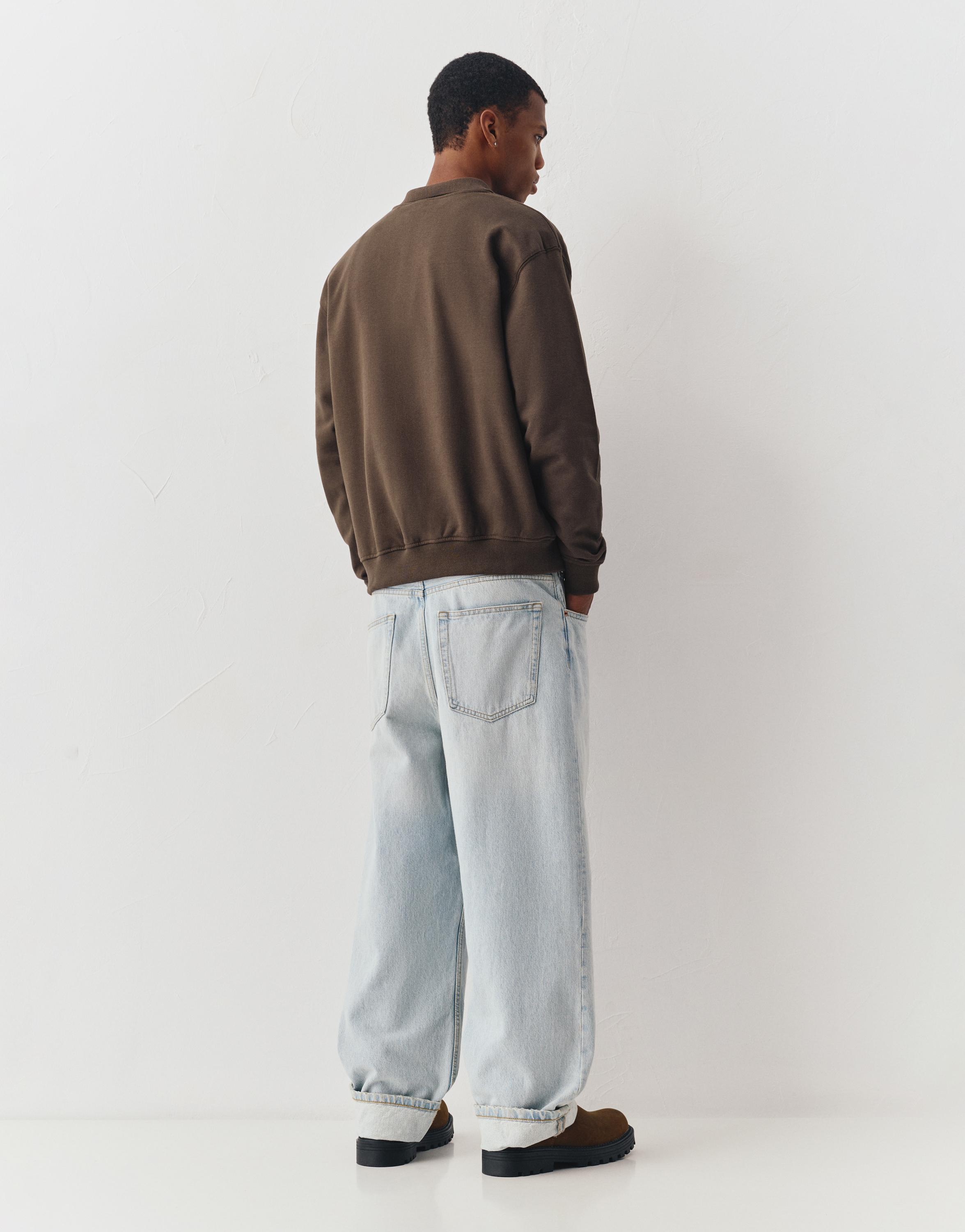 Kahverengi fermuar yakalı sweatshirt - Görsel 11