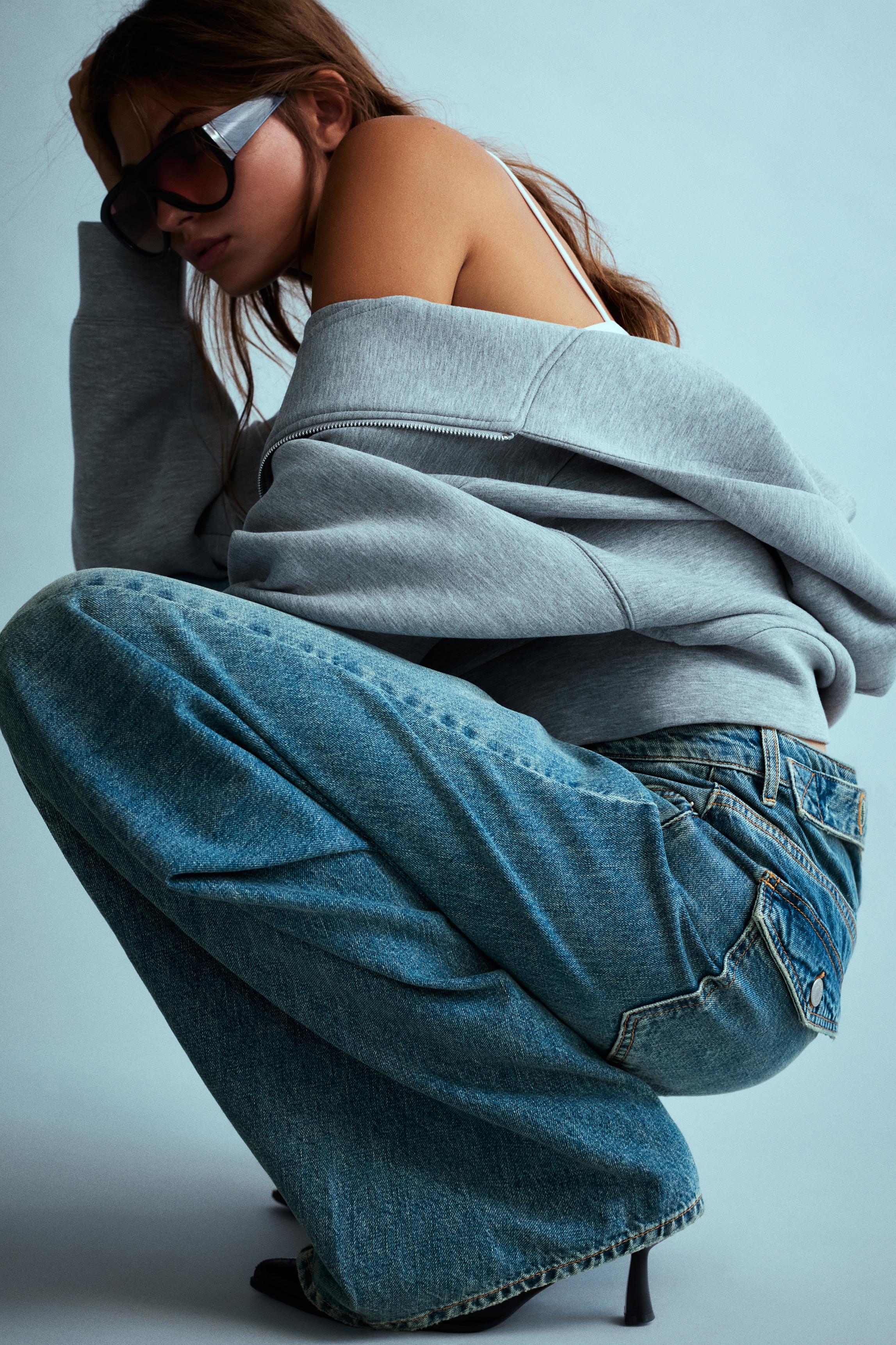 Pull&Bear Baggy balon dikişli jean görsel 2