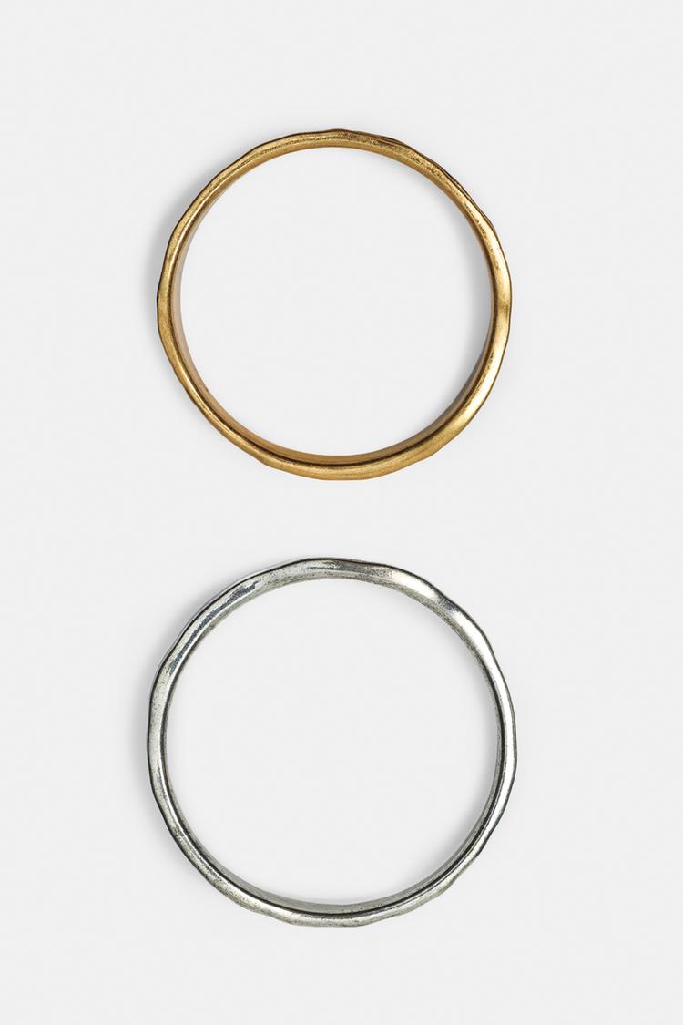 Pack of 2 textured bracelets — Gold