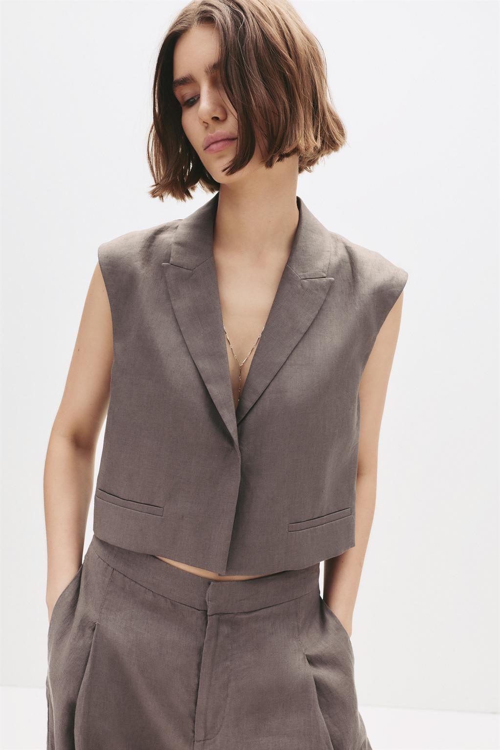 Gilet cropped 100 lin pull&bear - Main Image