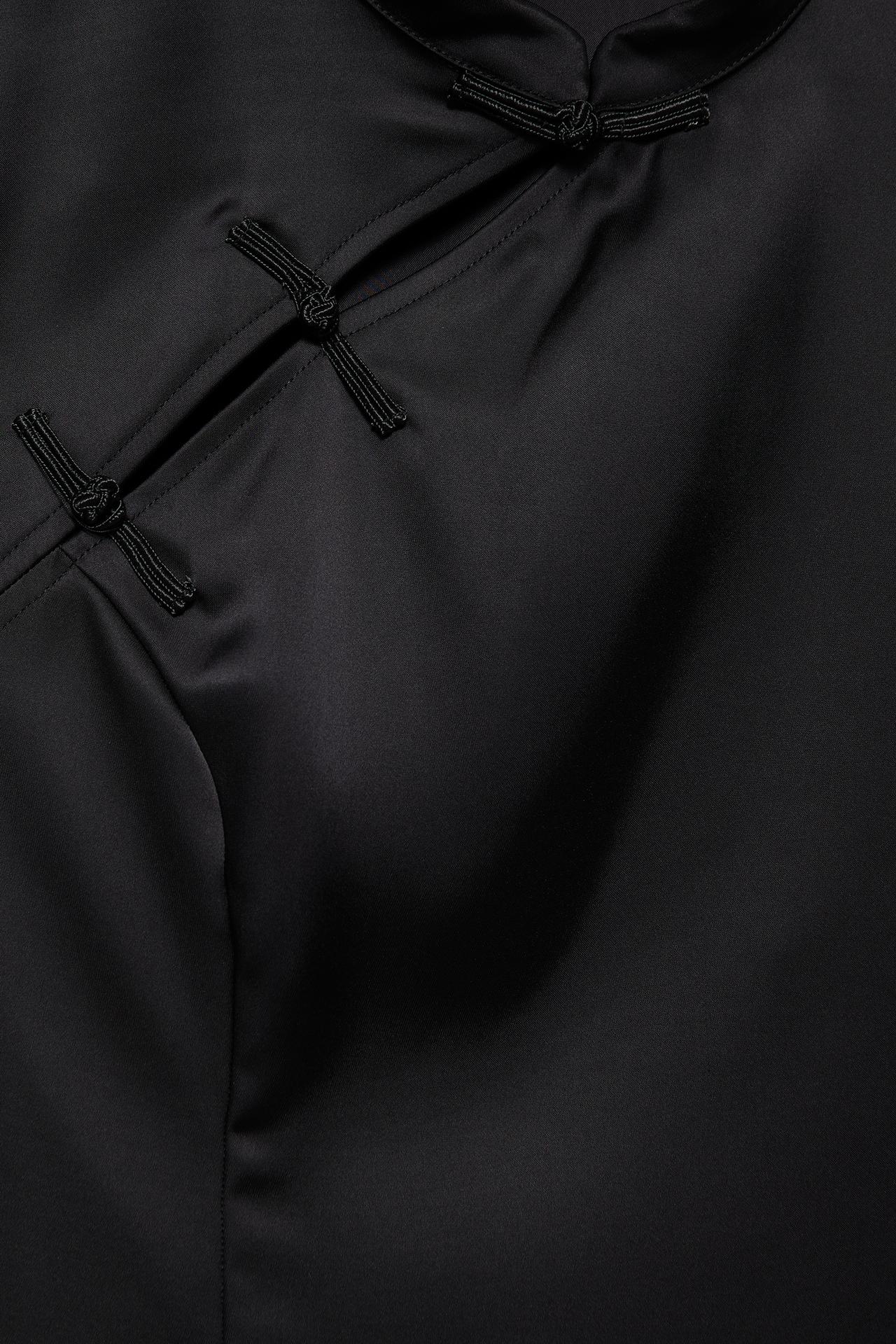 Satin fireman clasp shirt — Black