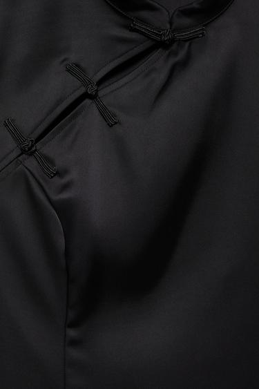 Satin fireman clasp shirt — Black 7