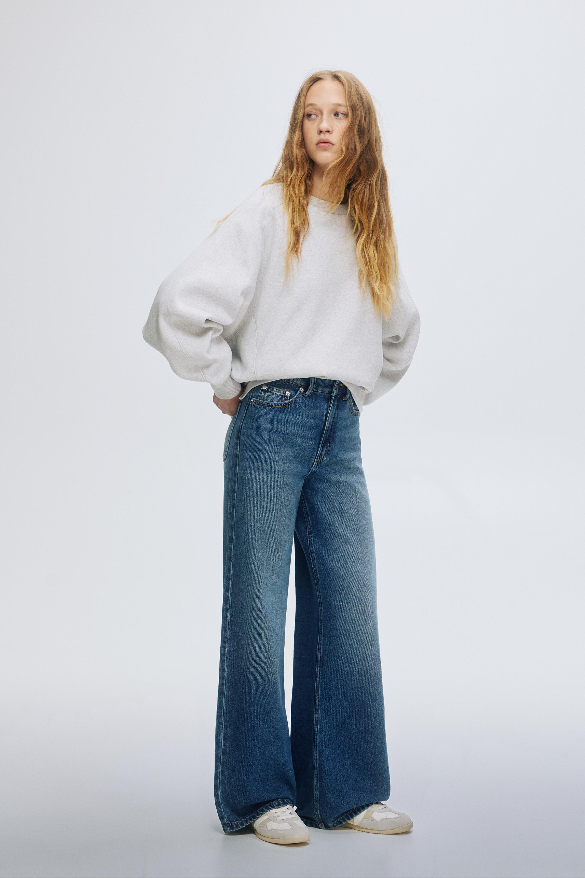 High-waist wide-leg jeans — Medium blue