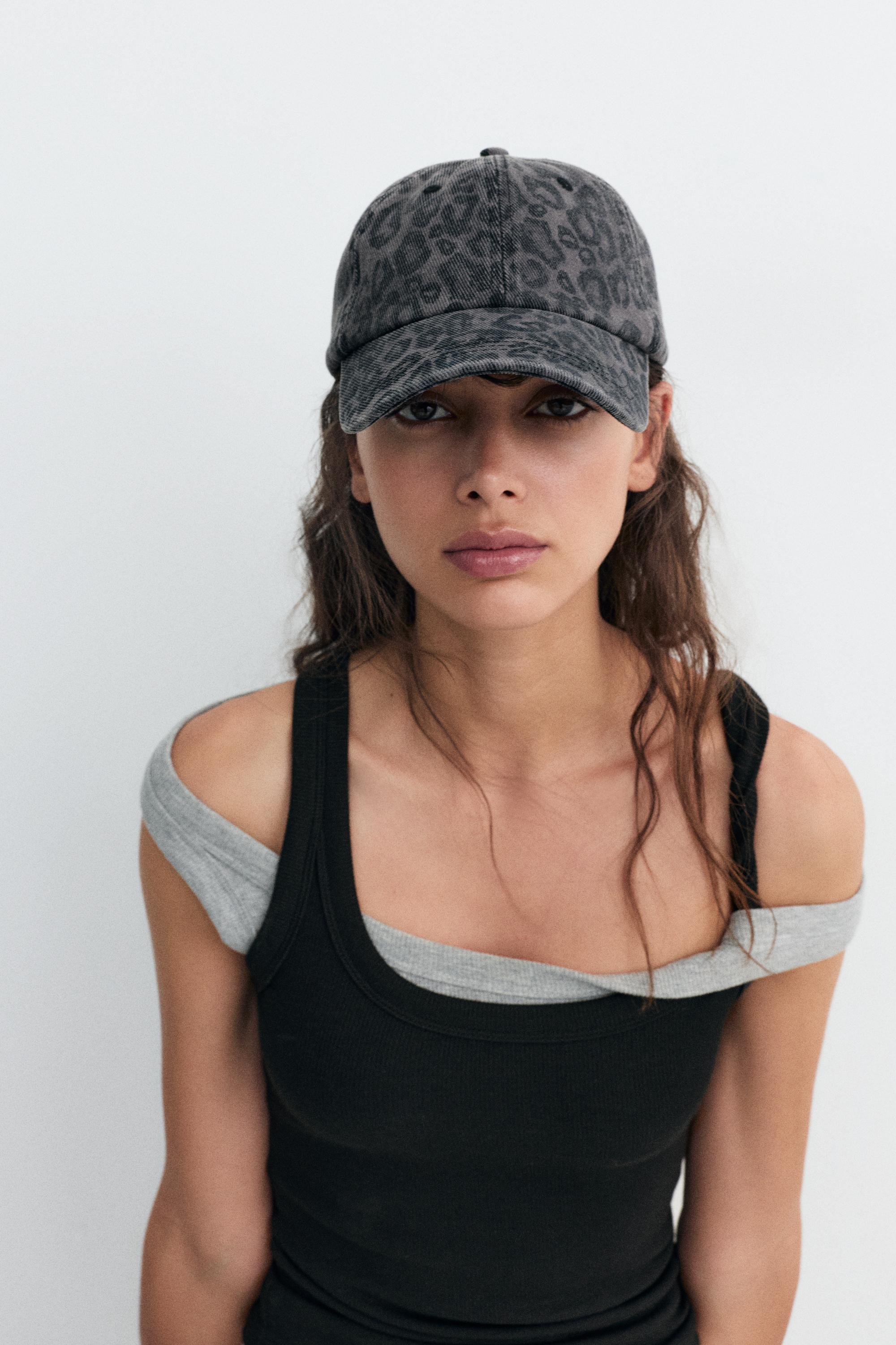 Leopard print cap — Anthracite grey