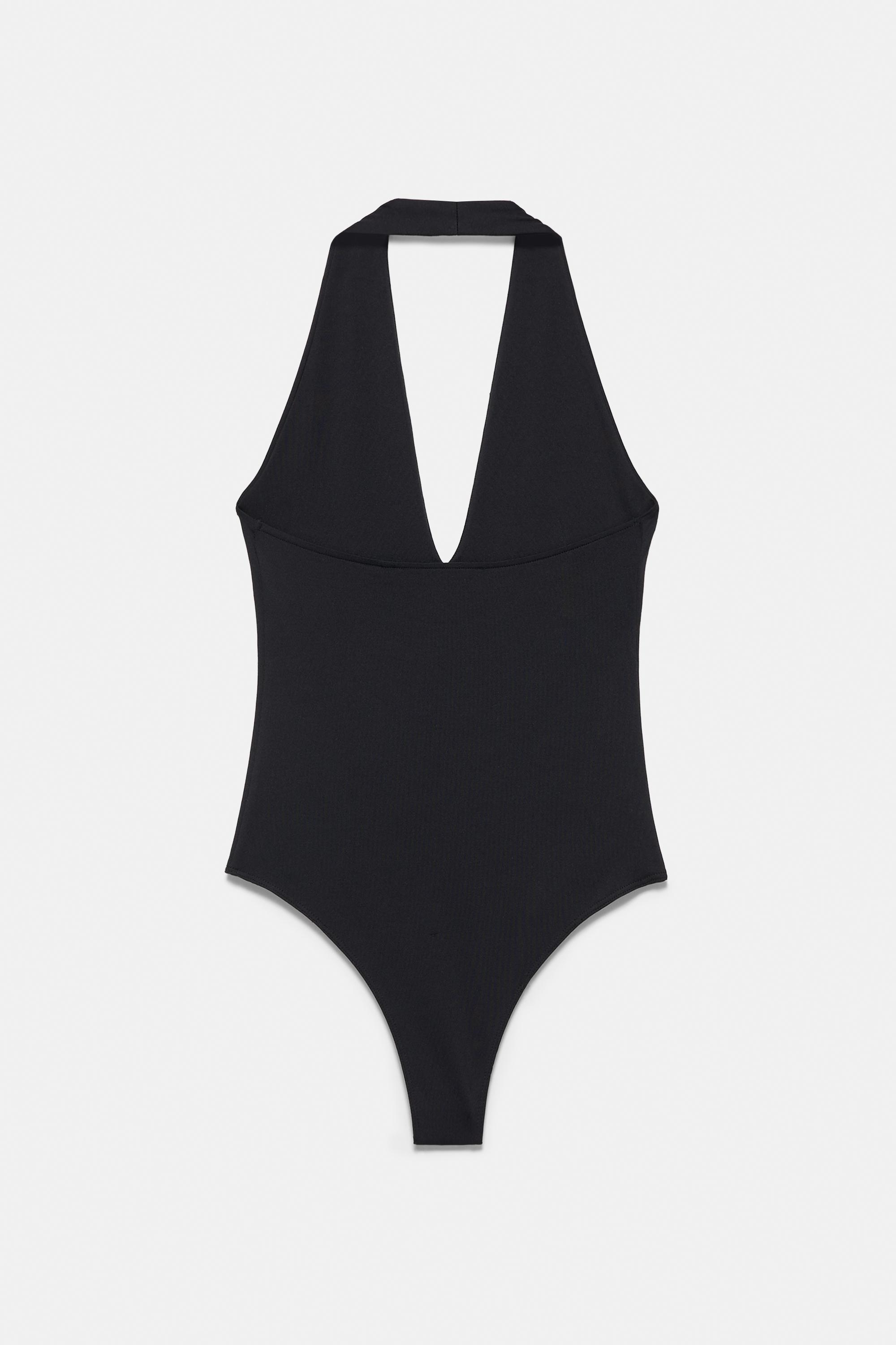 Rhinestone halter bodysuit — Black