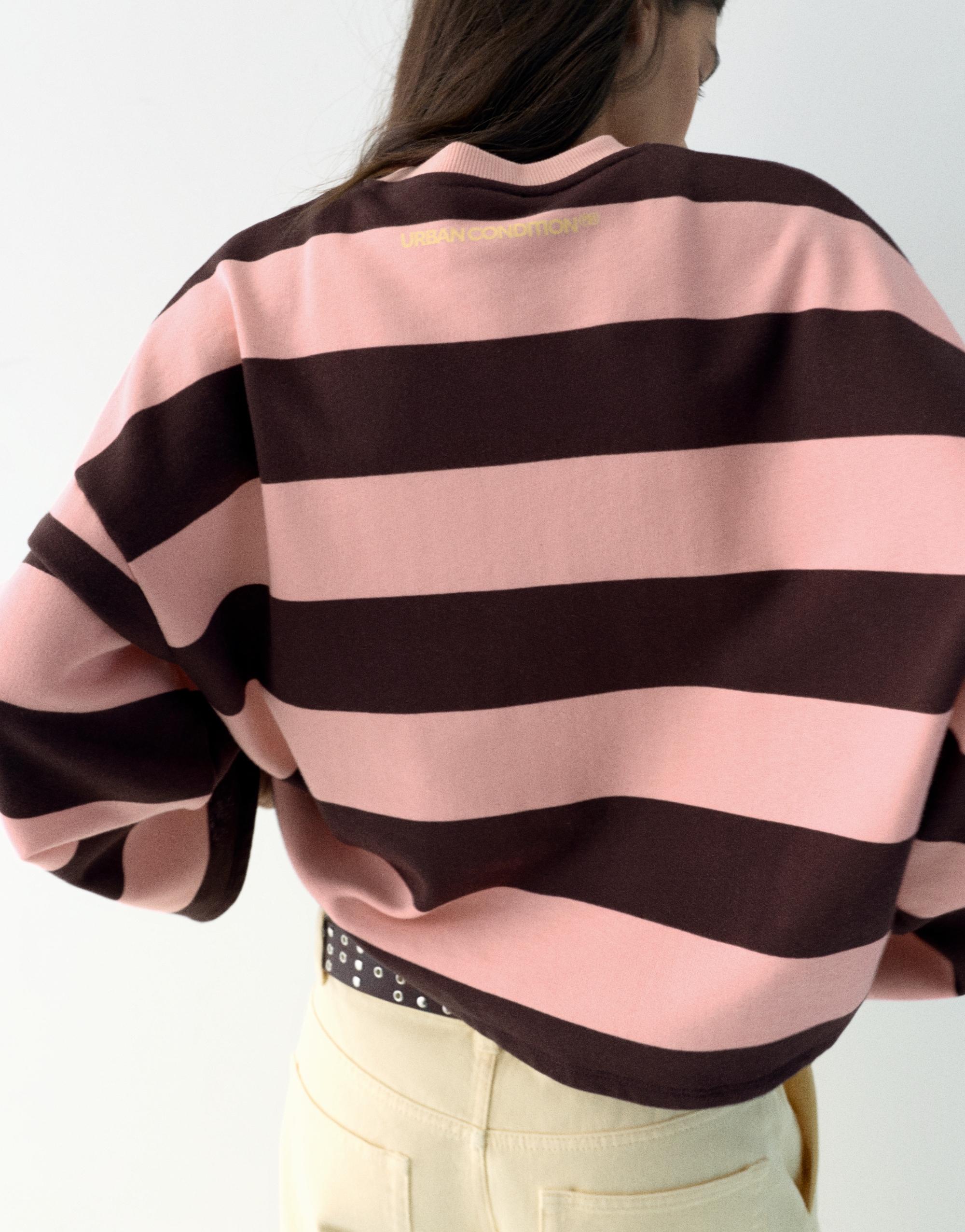 Bisiklet yaka çizgili yazılı sweatshirt - Görsel 8