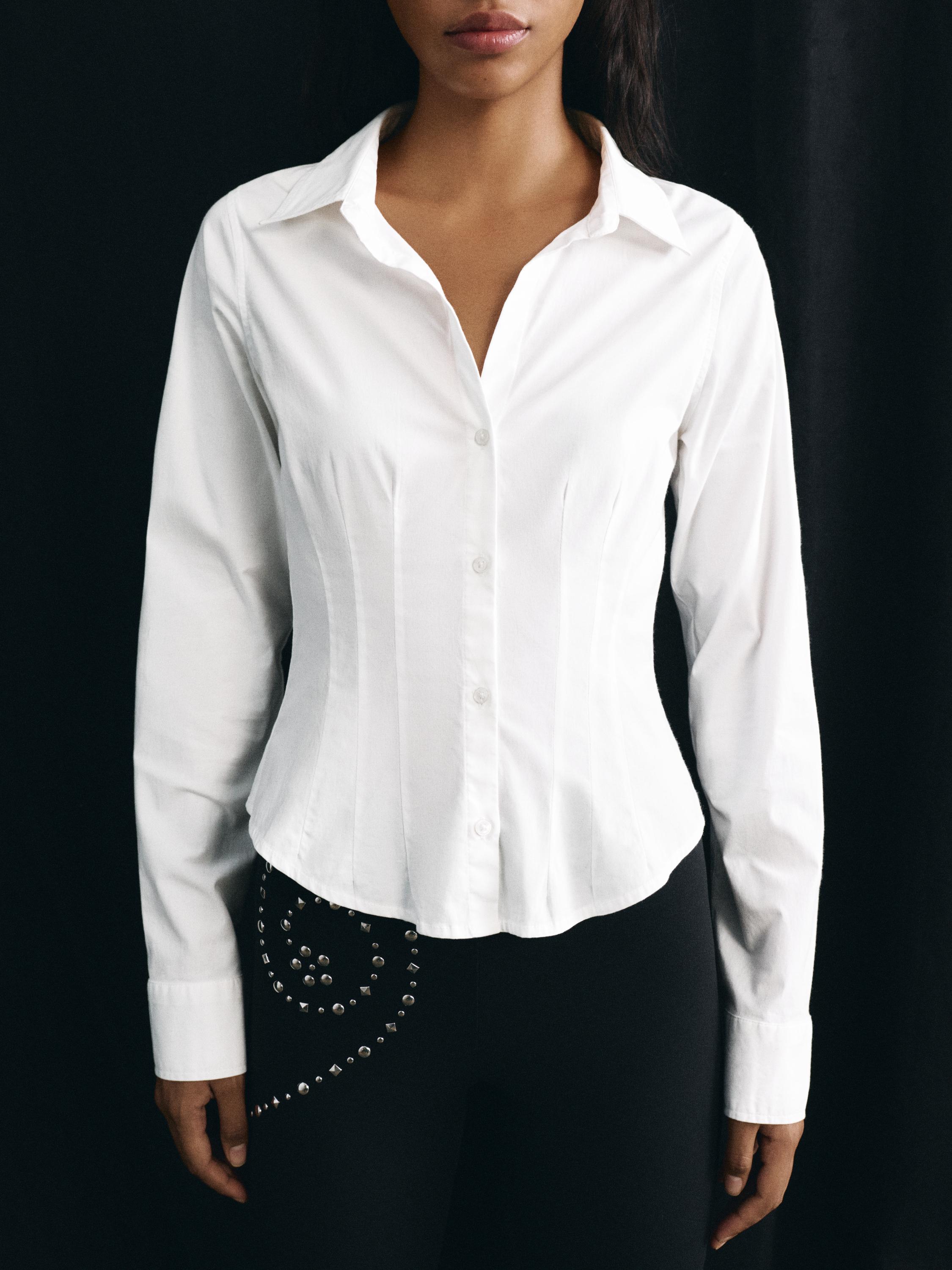 Fitted wide-cuff shirt — White