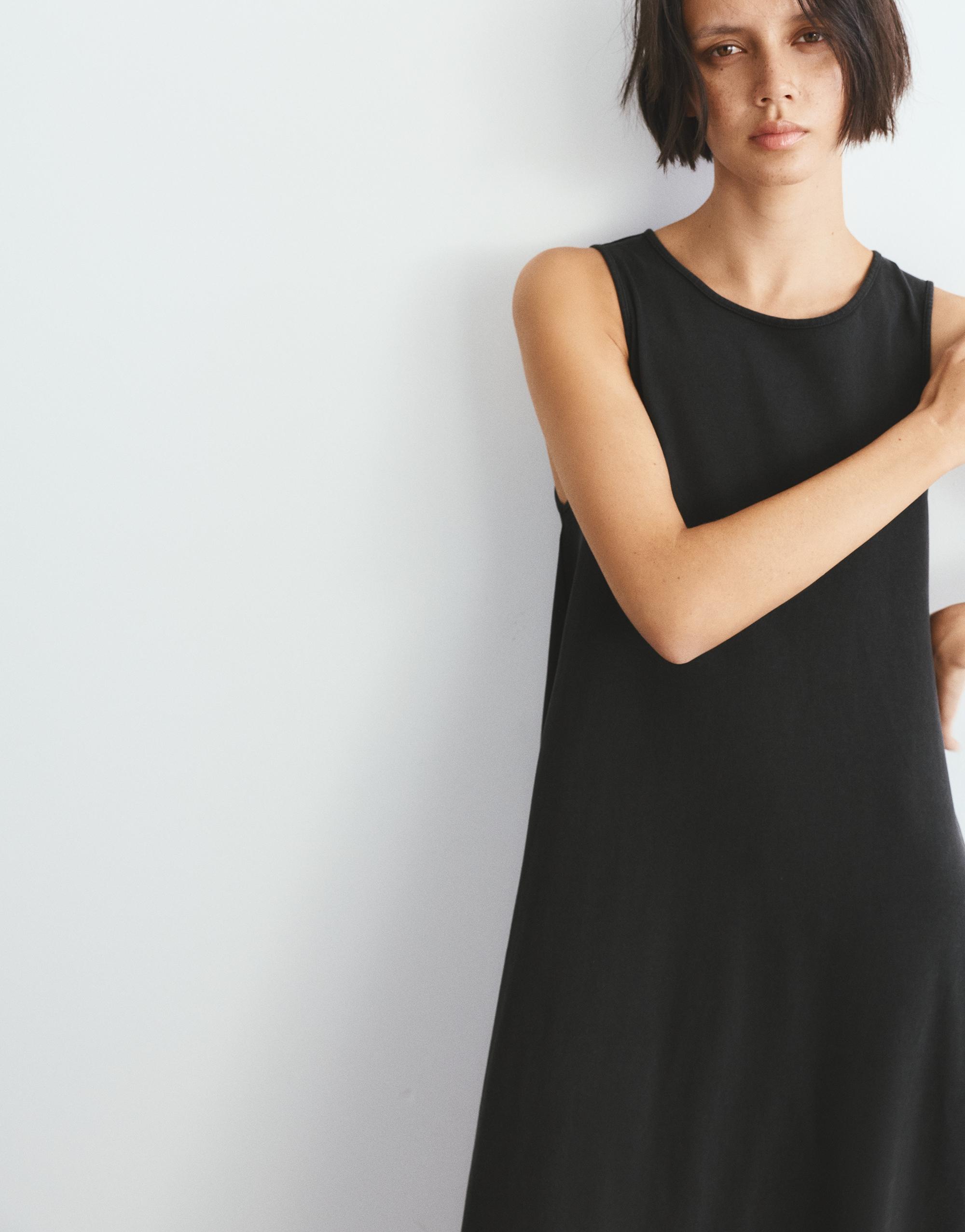 Long sleeveless dress — Anthracite grey
