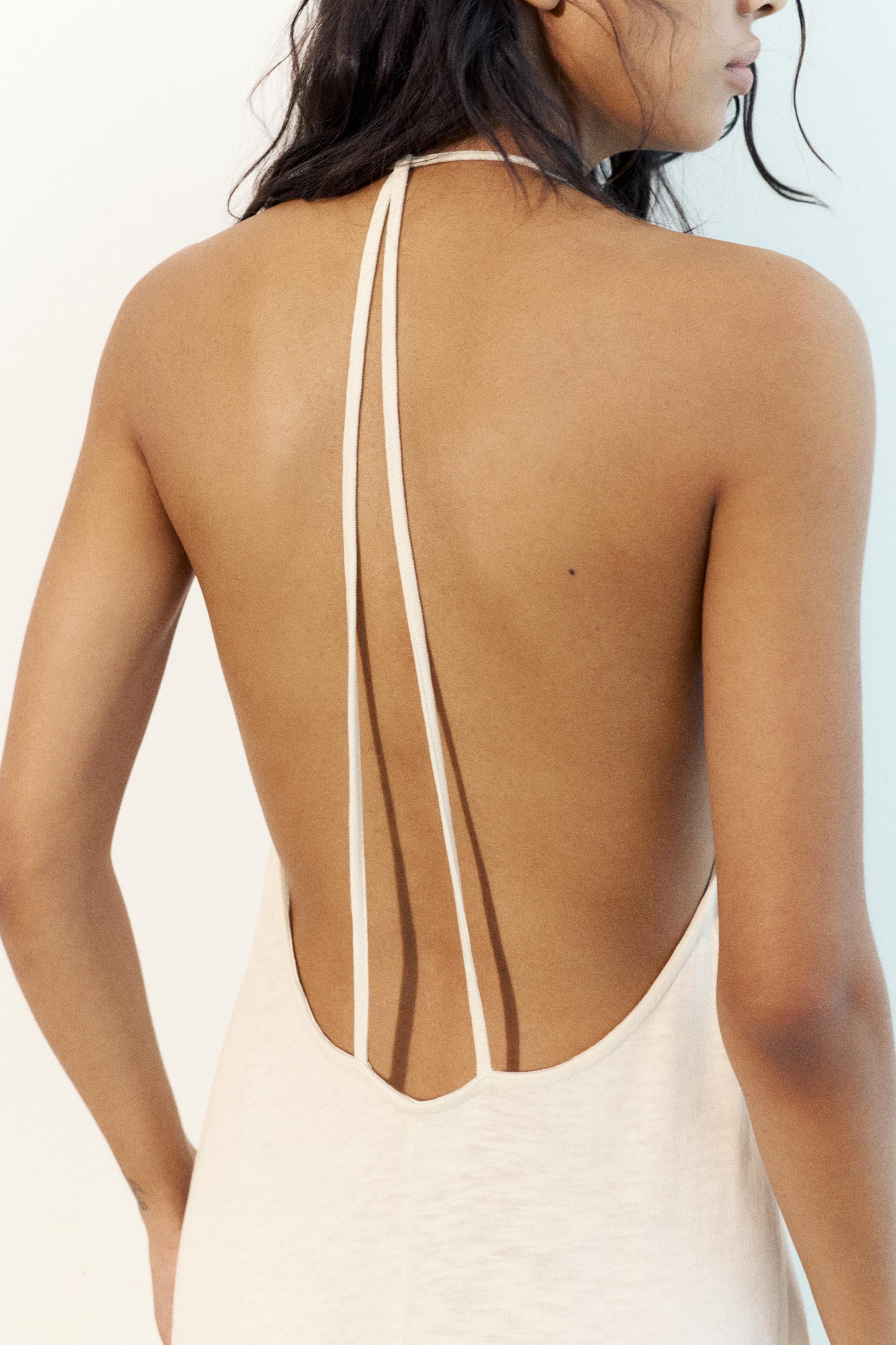 Strappy back midi dress — Ecru
