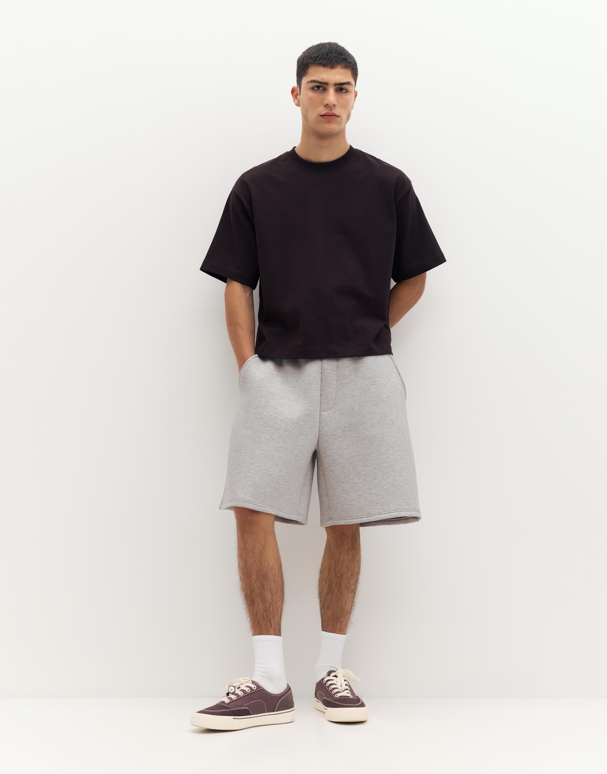 Neoprene-effect jogger Bermuda shorts — Grey marl