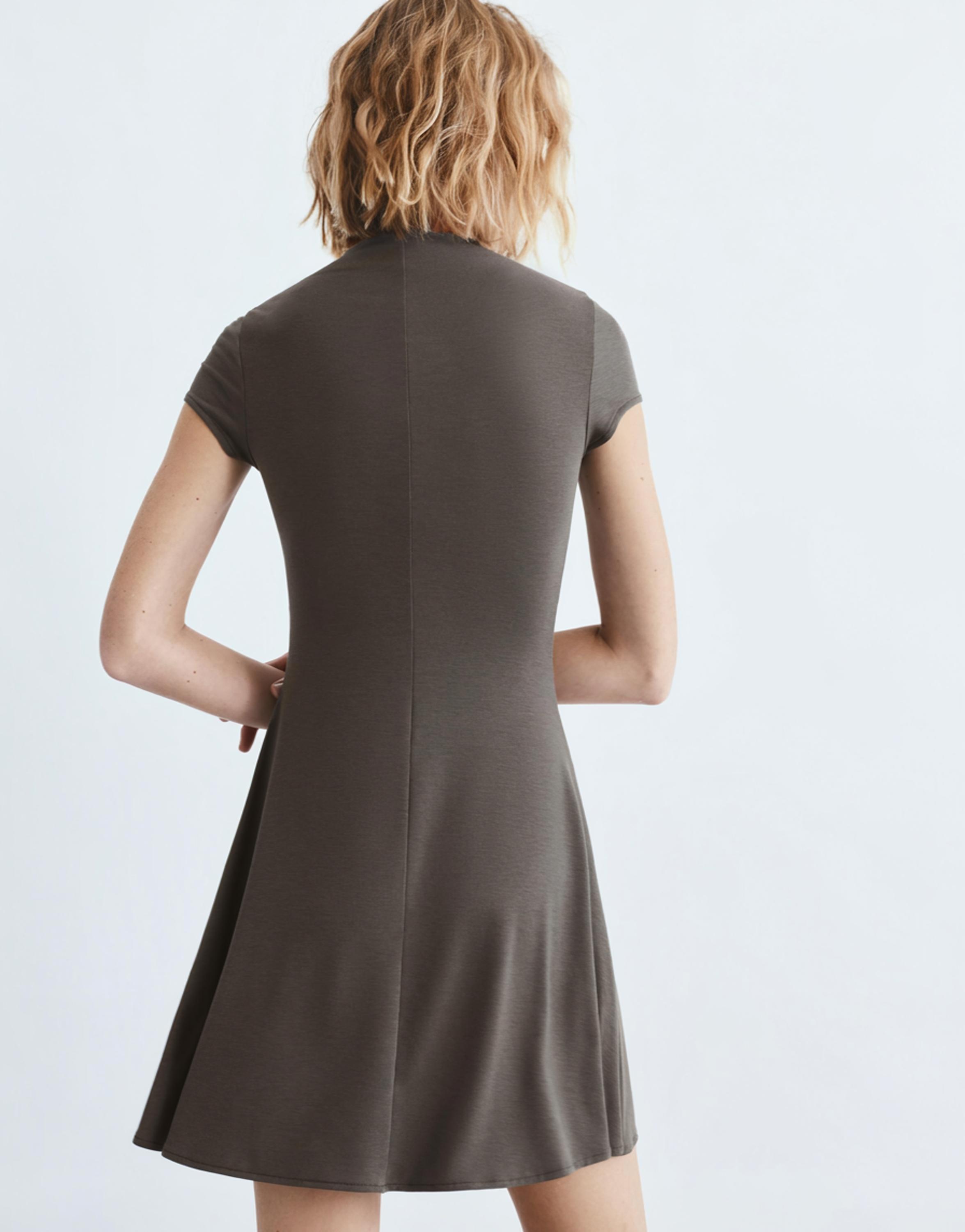 Short mock neck dress — Khaki