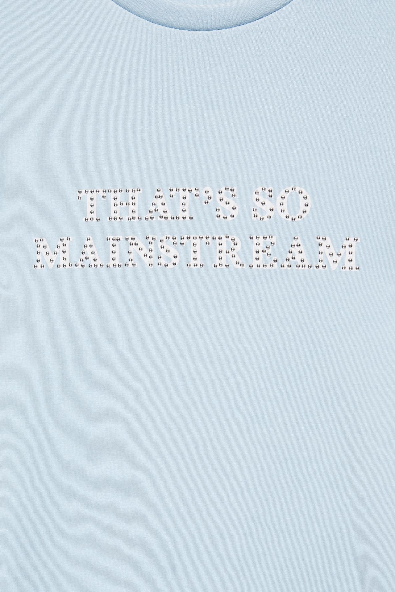 Studded text T-shirt — Pale blue