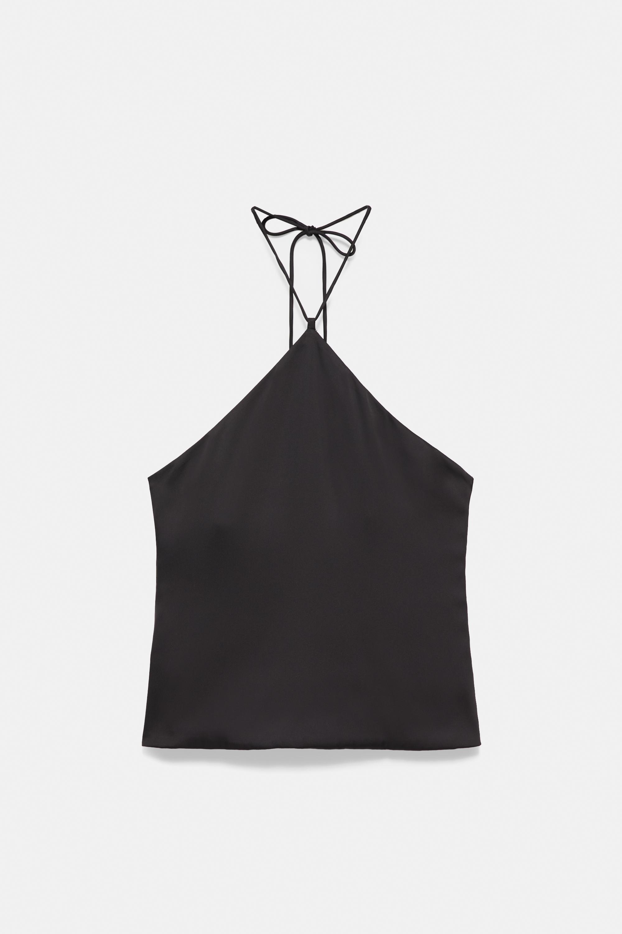 Satin halter top — Black
