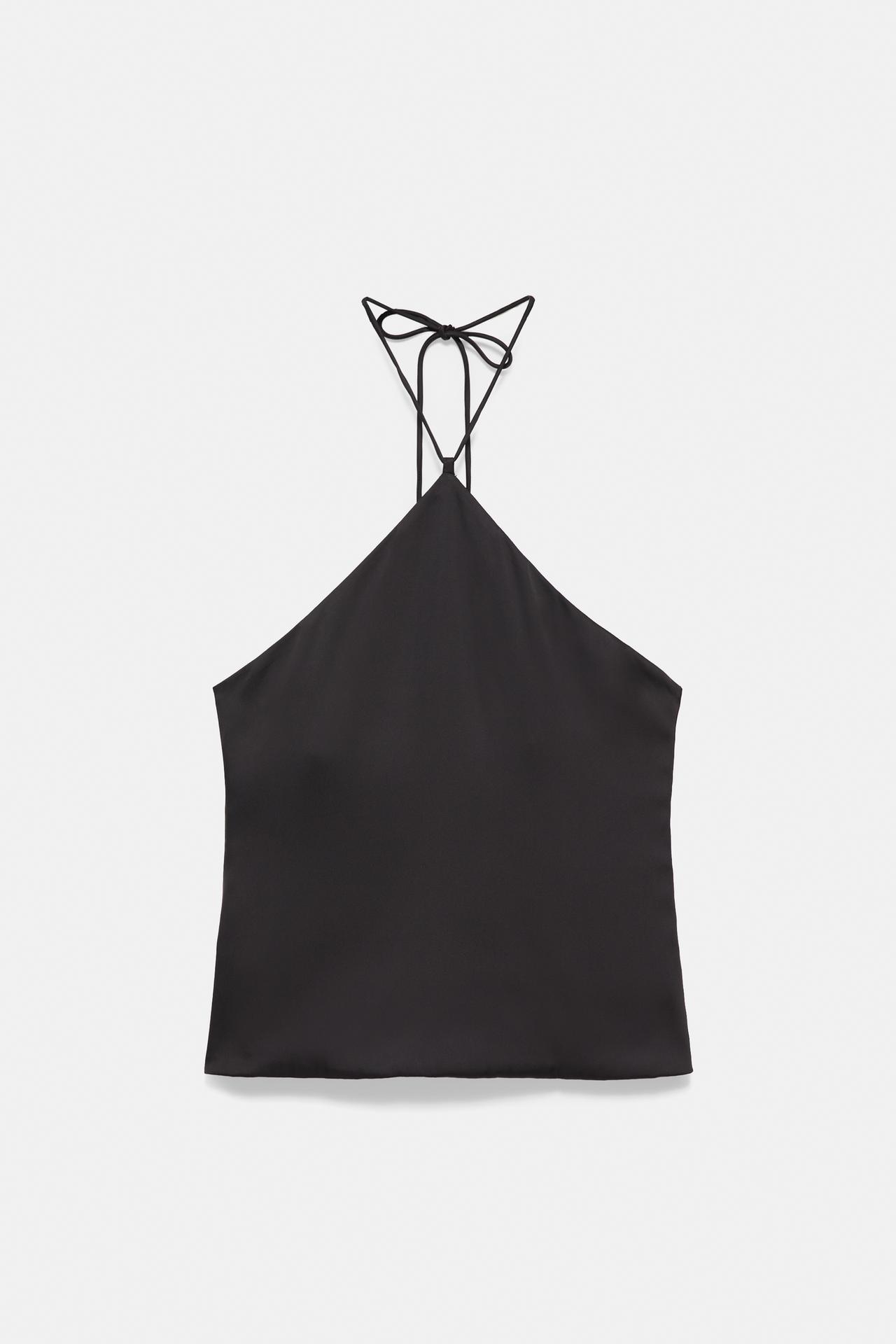 Satin halter top — Black