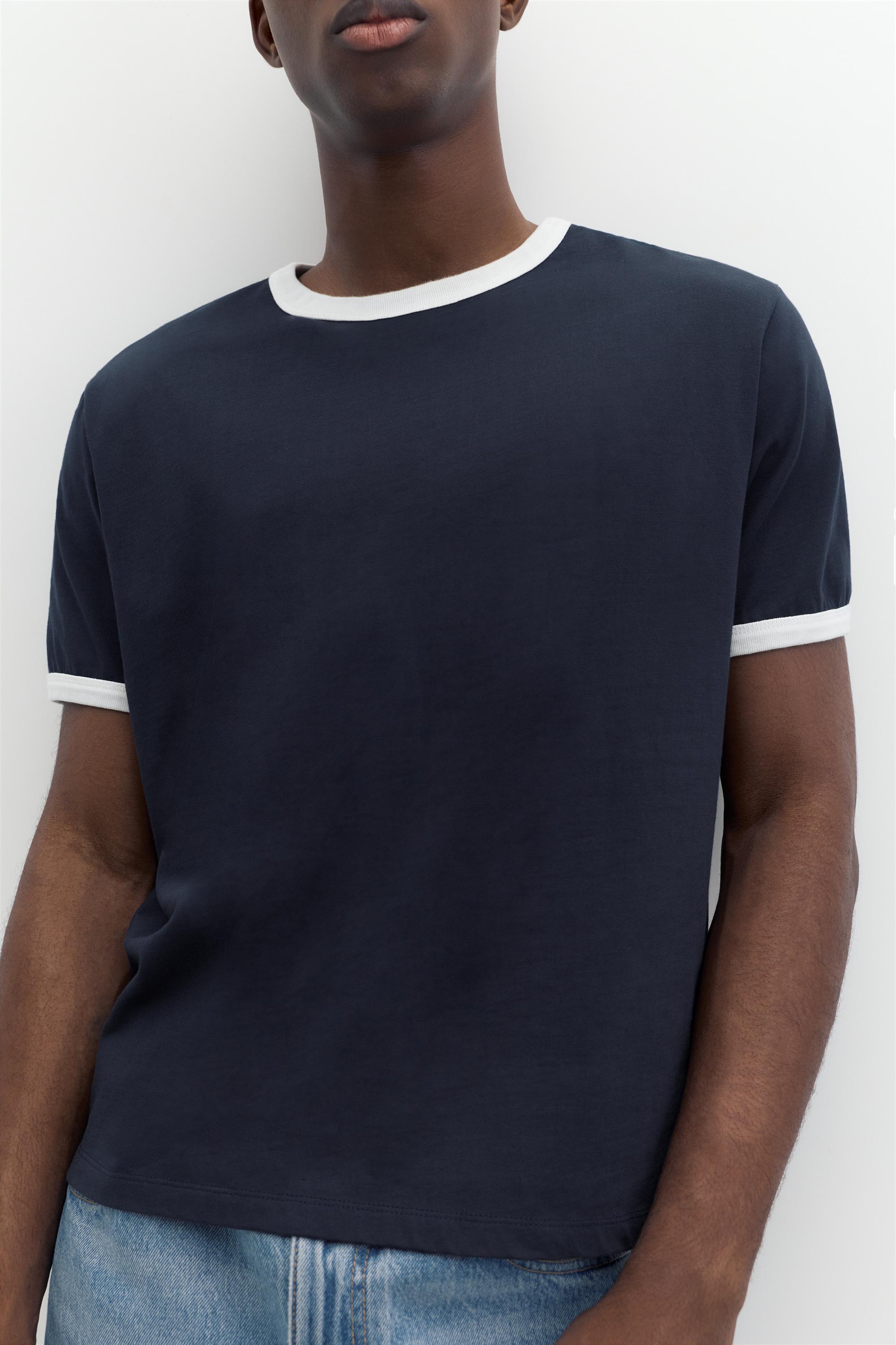 Contrast trim T-shirt — Navy