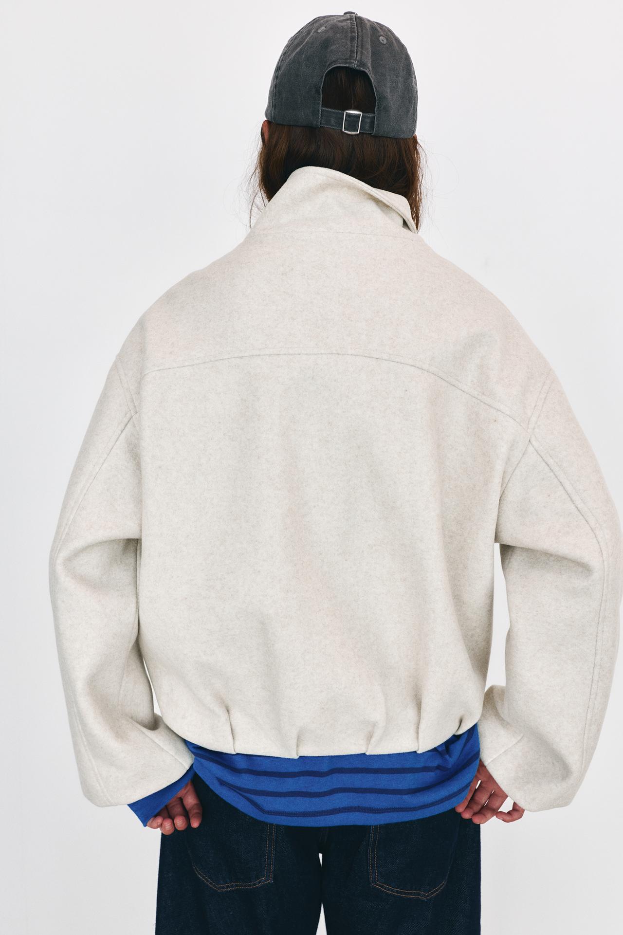 Wool-blend balloon bomber jacket — Beige