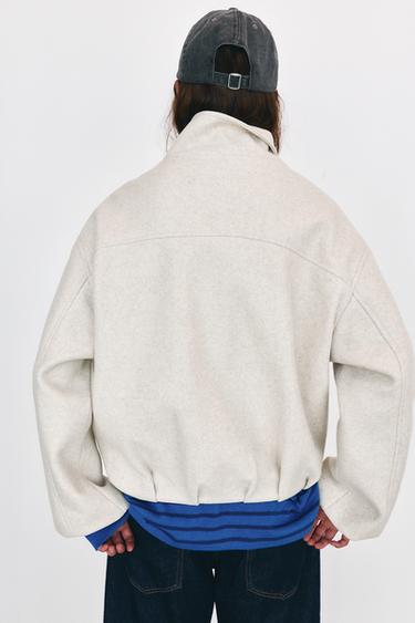 Wool-blend balloon bomber jacket — Beige 2