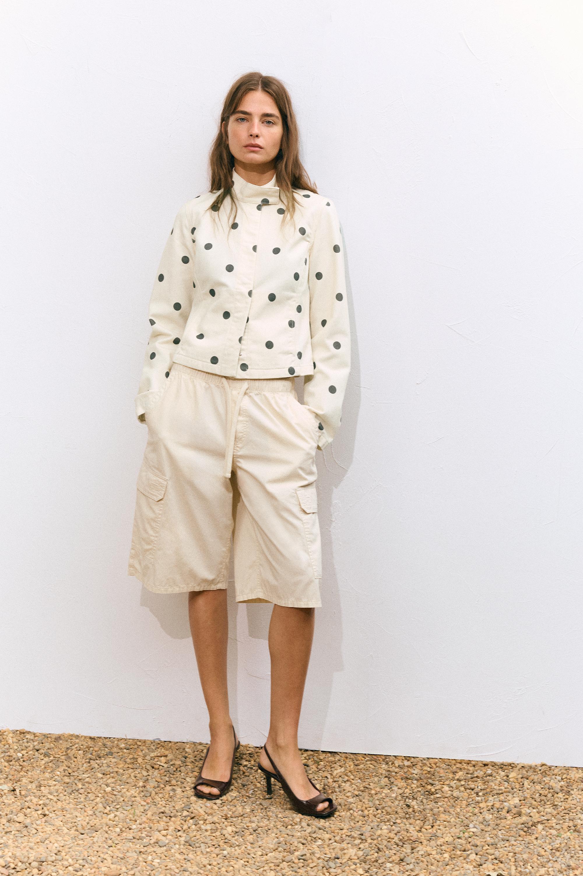 Fitted polka dot jacket — Ecru