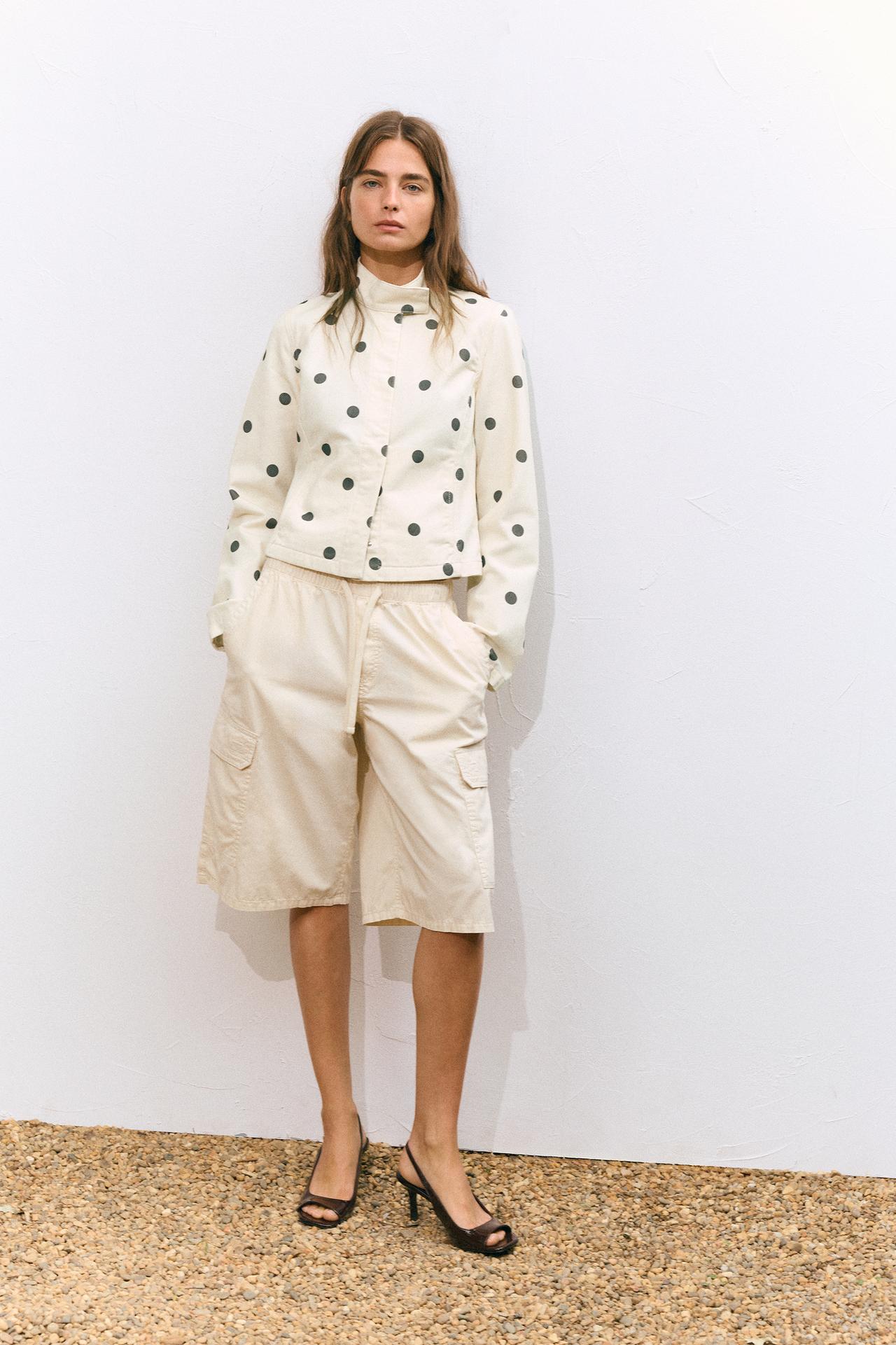 Fitted polka dot jacket — Ecru