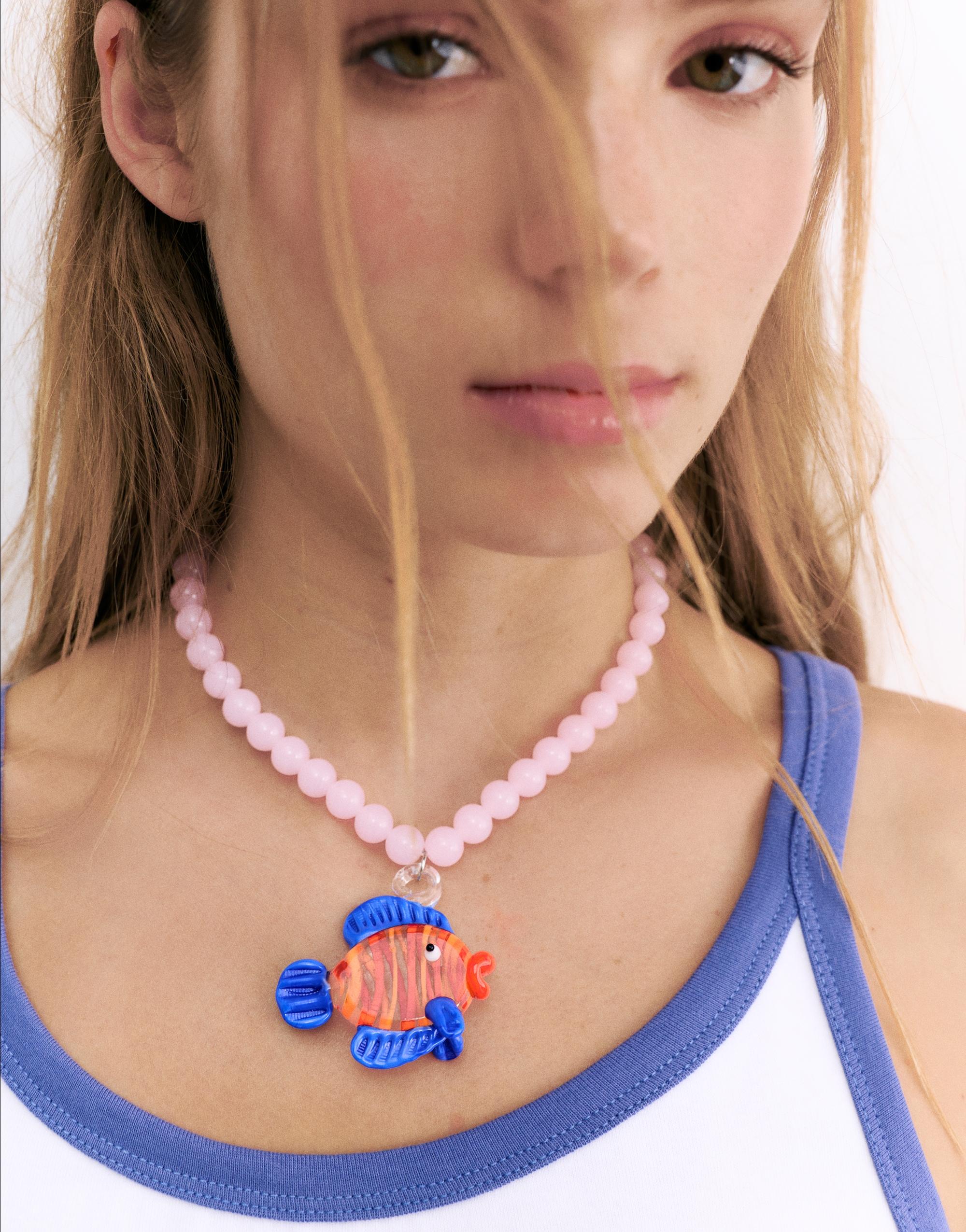 Pleasures x STWD bead necklace — Pink